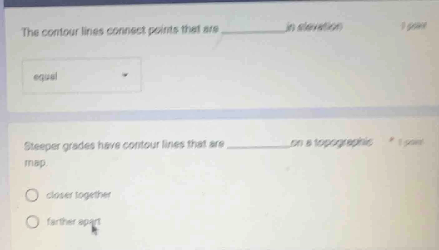 the contour lines connect points that are ________ in elevation equal s…