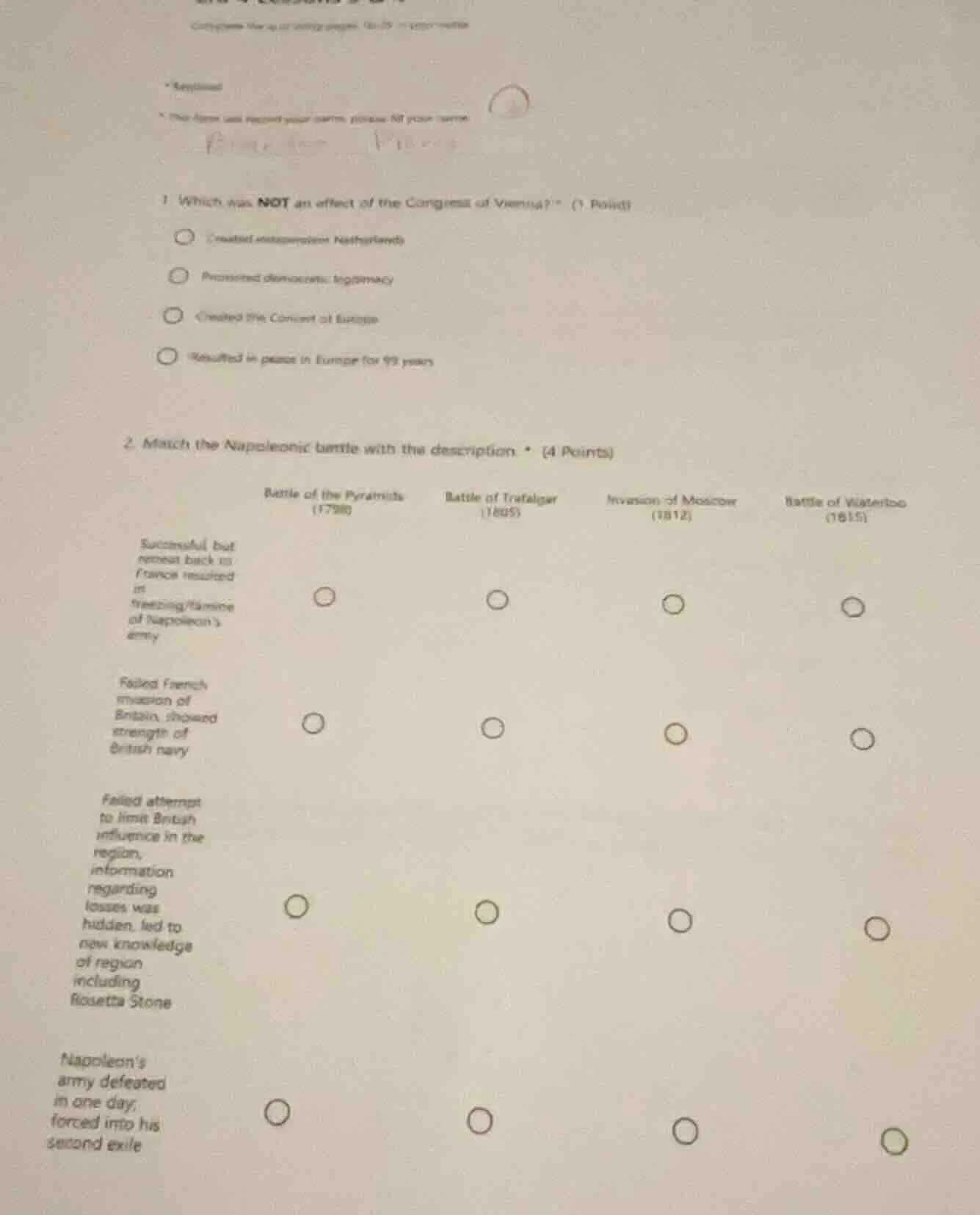 1 which was not an effect of the congress of vienna? * (1 point) option…