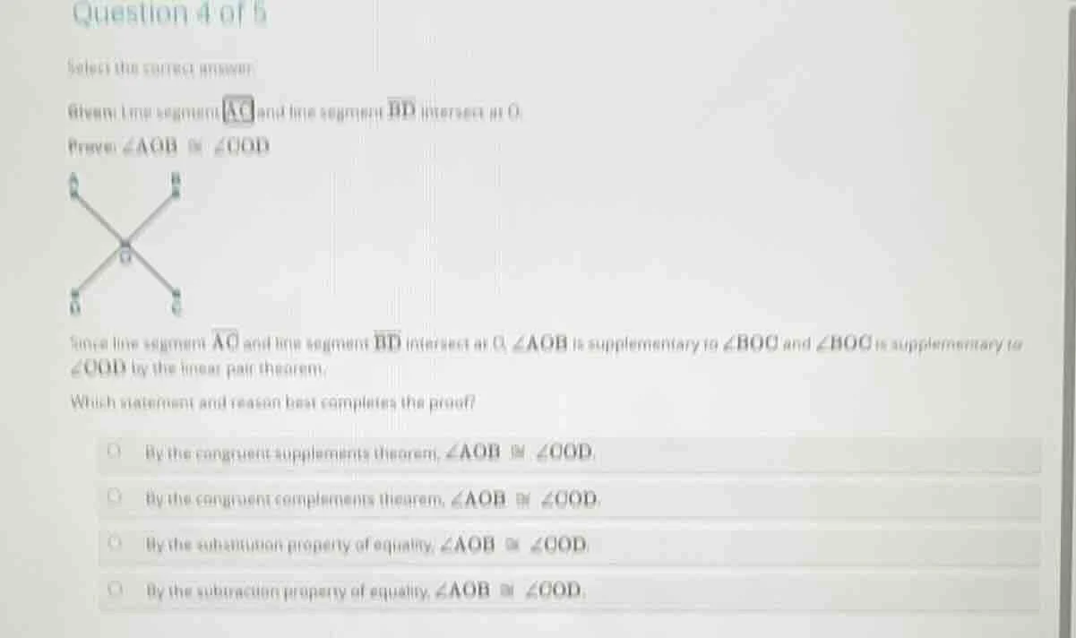 question 4 of 5 select the correct answer. given line segment \\(\\over…