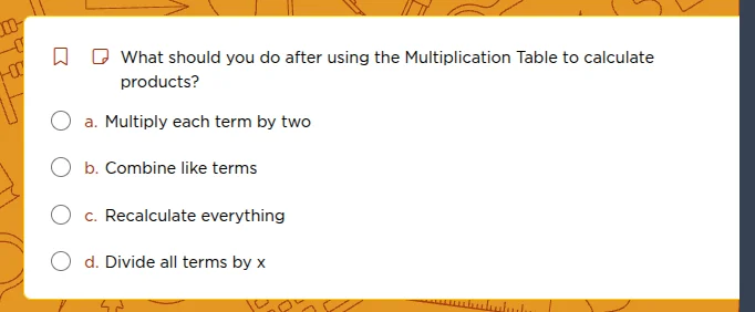 what should you do after using the multiplication table to calculate pr…