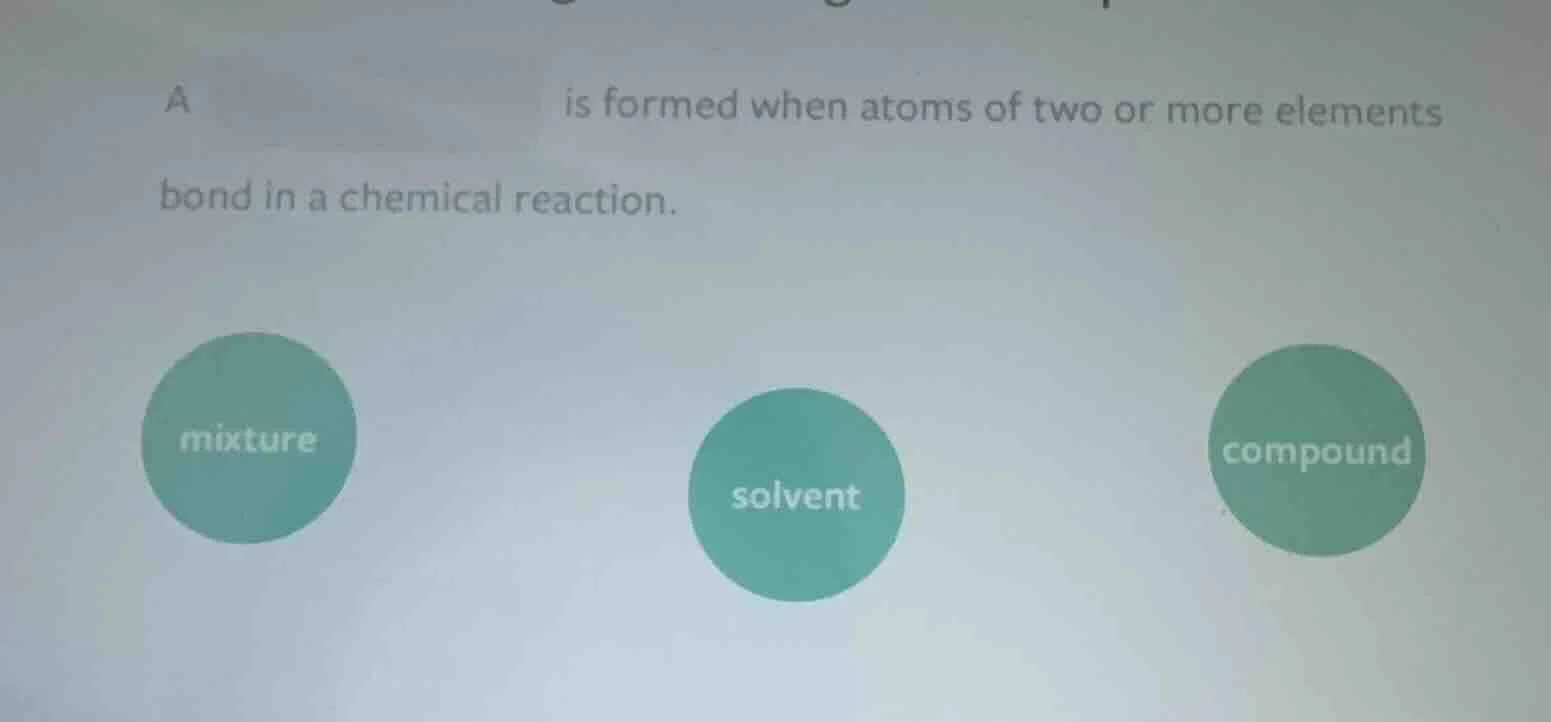 a is formed when atoms of two or more elements bond in a chemical react…