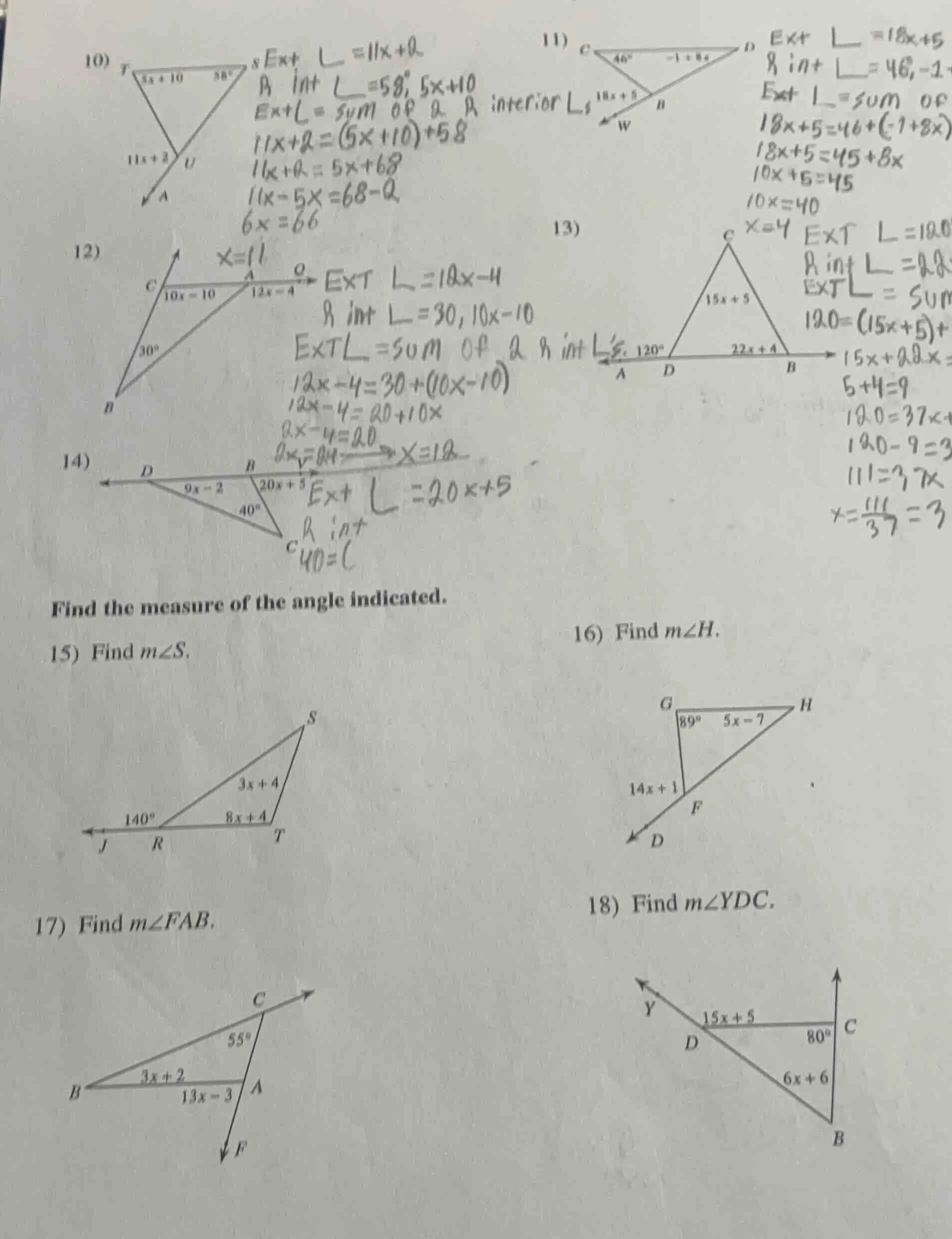 find the measure of the angle indicated. 15) find ( mangle s ). 16) fin…