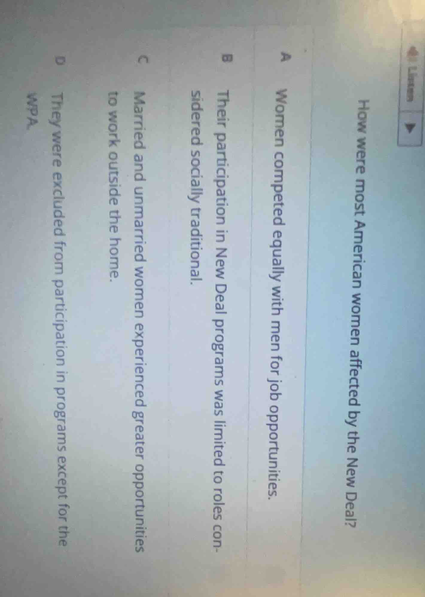 how were most american women affected by the new deal? a women competed…