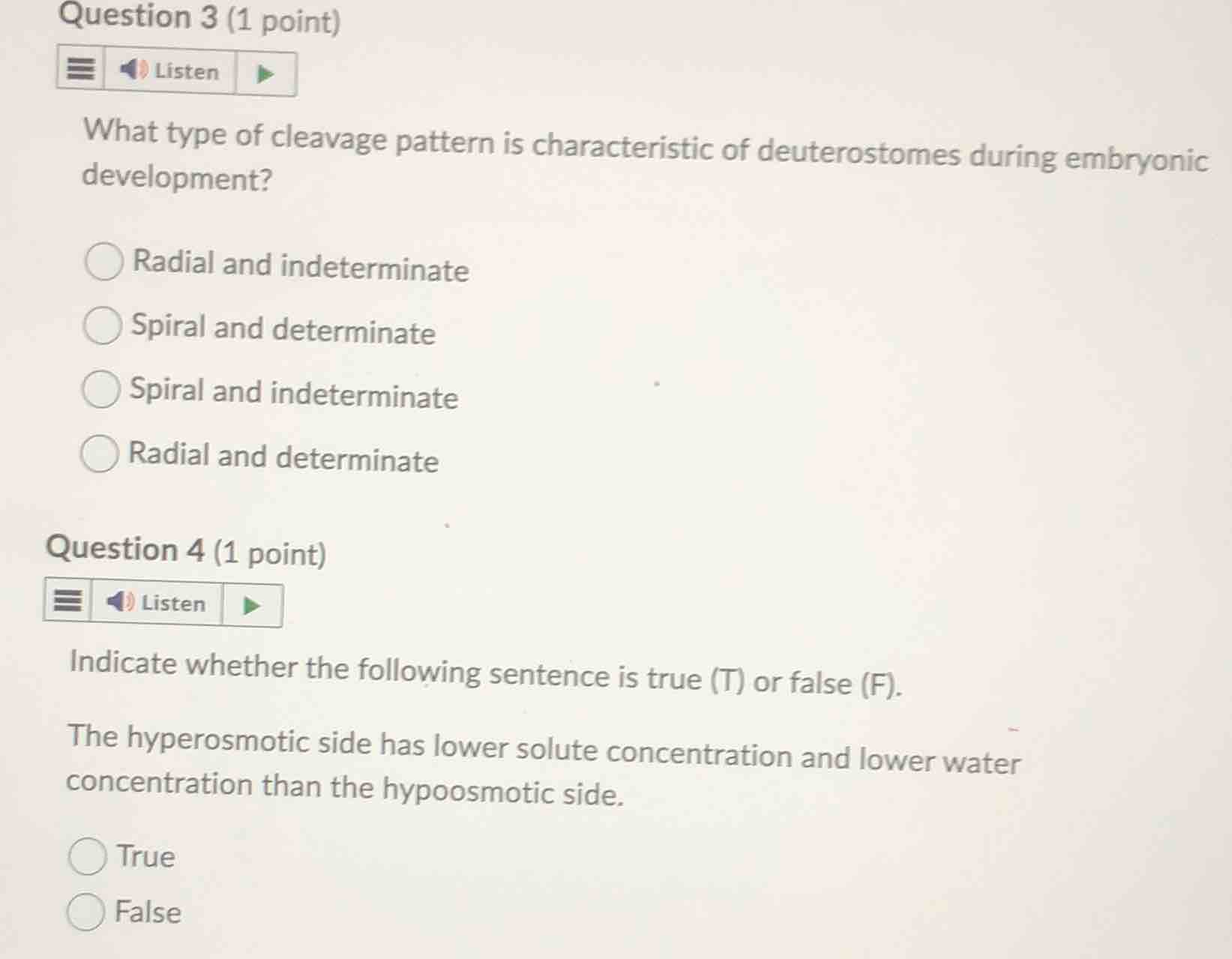question 3 (1 point) what type of cleavage pattern is characteristic of…