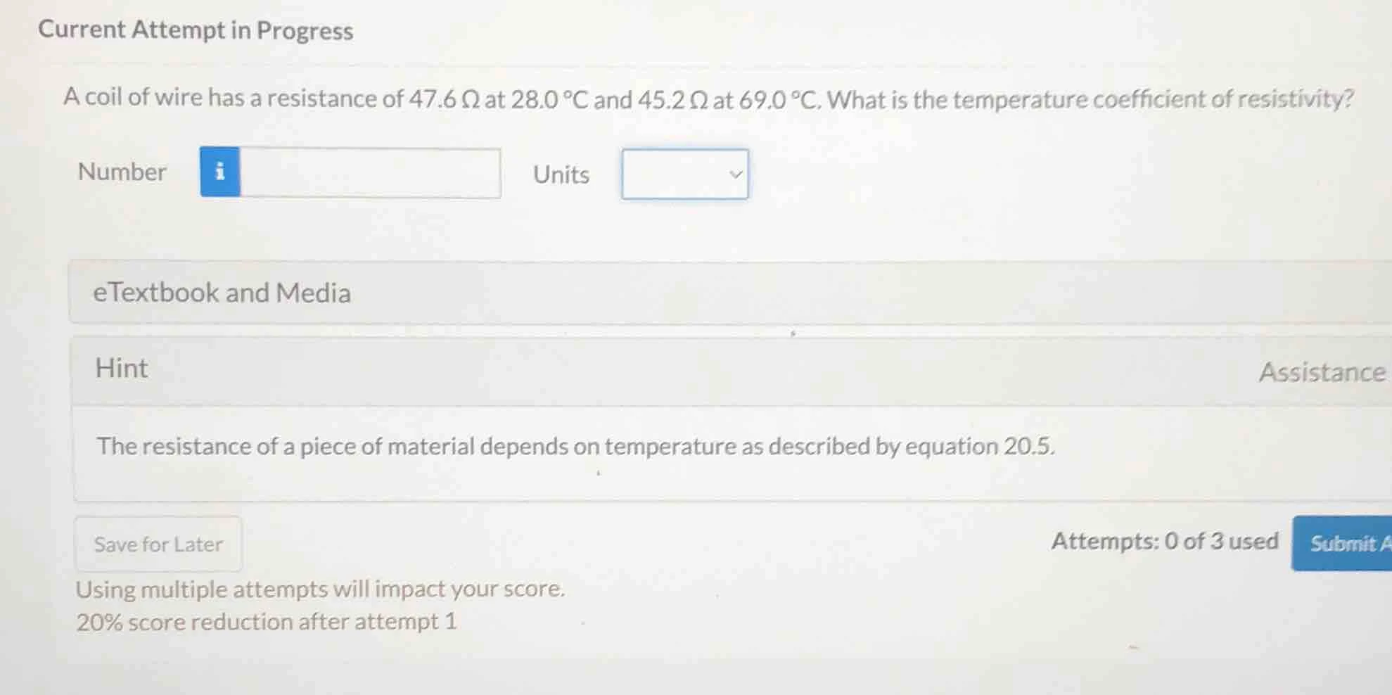 current attempt in progress a coil of wire has a resistance of 47.6 ω a…