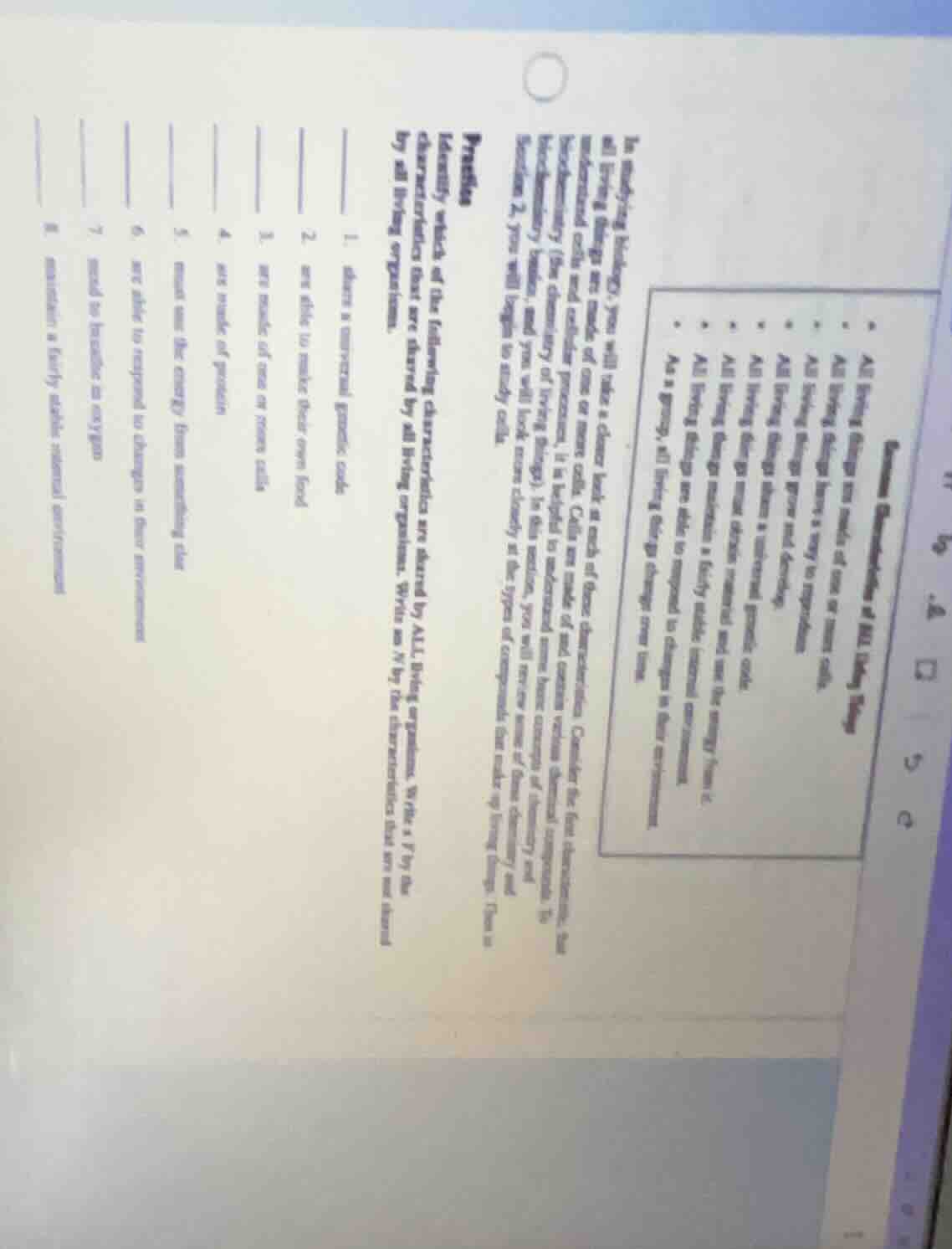 in studying biology, you will take a closer look at each of these chara…