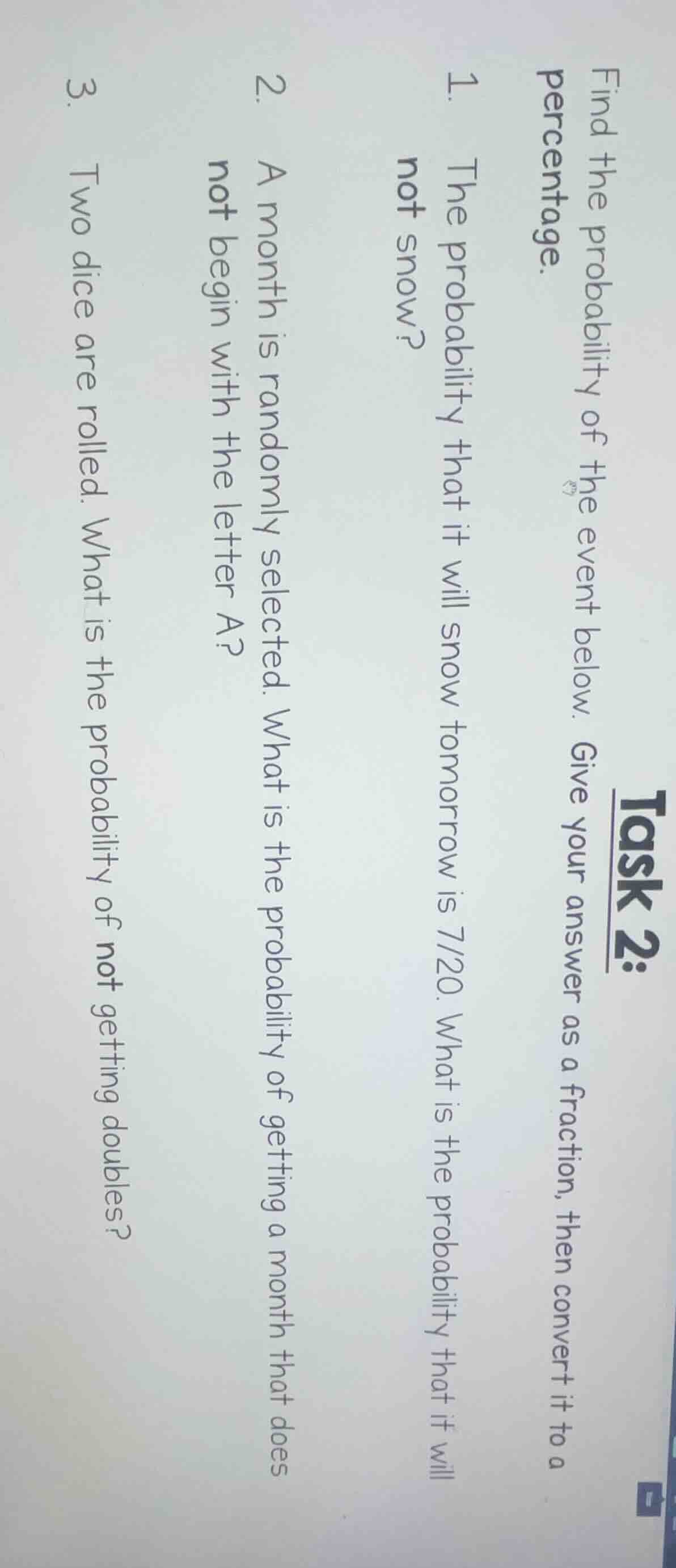 task 2: find the probability of the event below. give your answer as a …