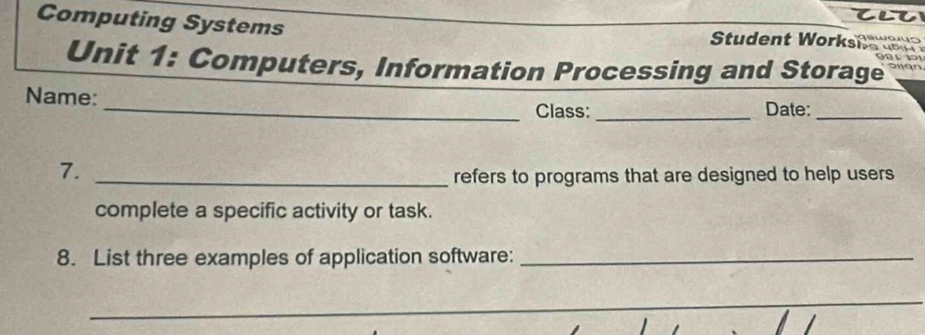 computing systems unit 1: computers, information processing and storage…