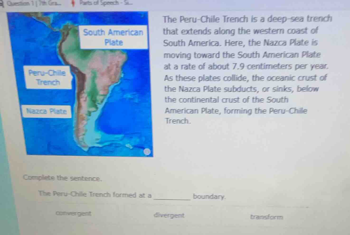 the peru - chile trench is a deep - sea trench that extends along the w…