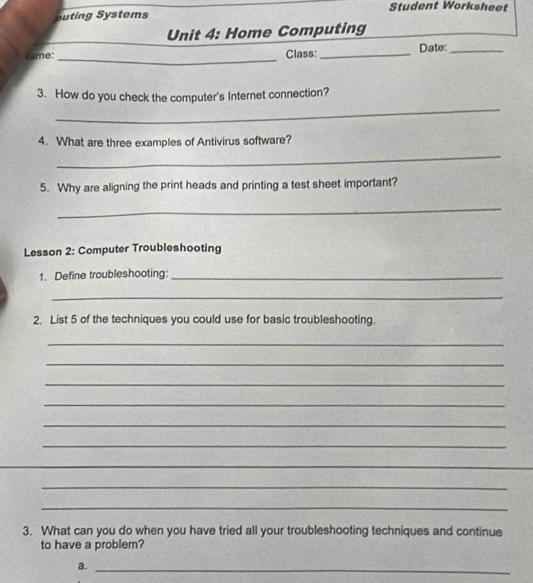 puting systems student worksheet unit 4: home computing name: _________…