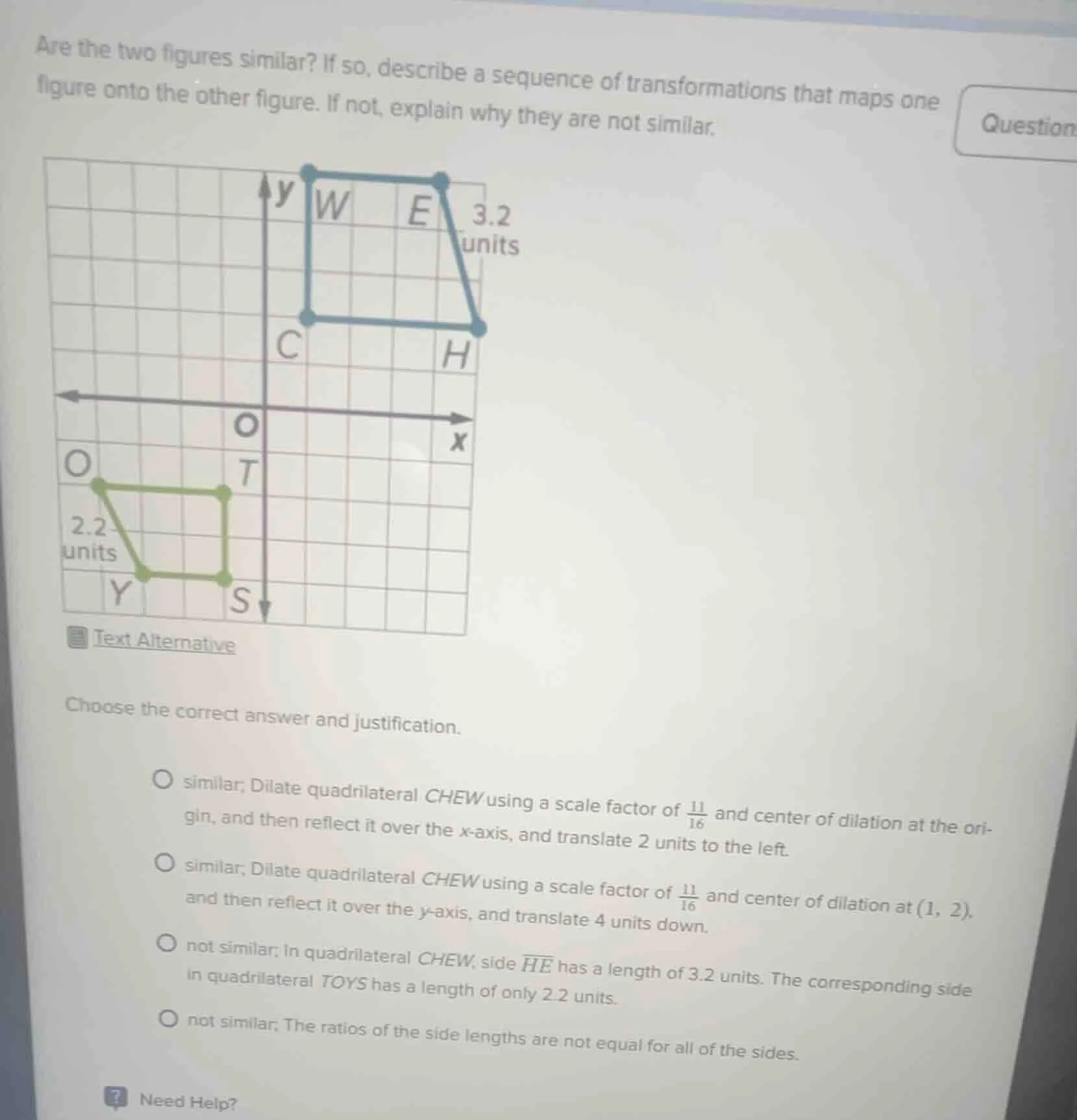 are the two figures similar? if so, describe a sequence of transformati…