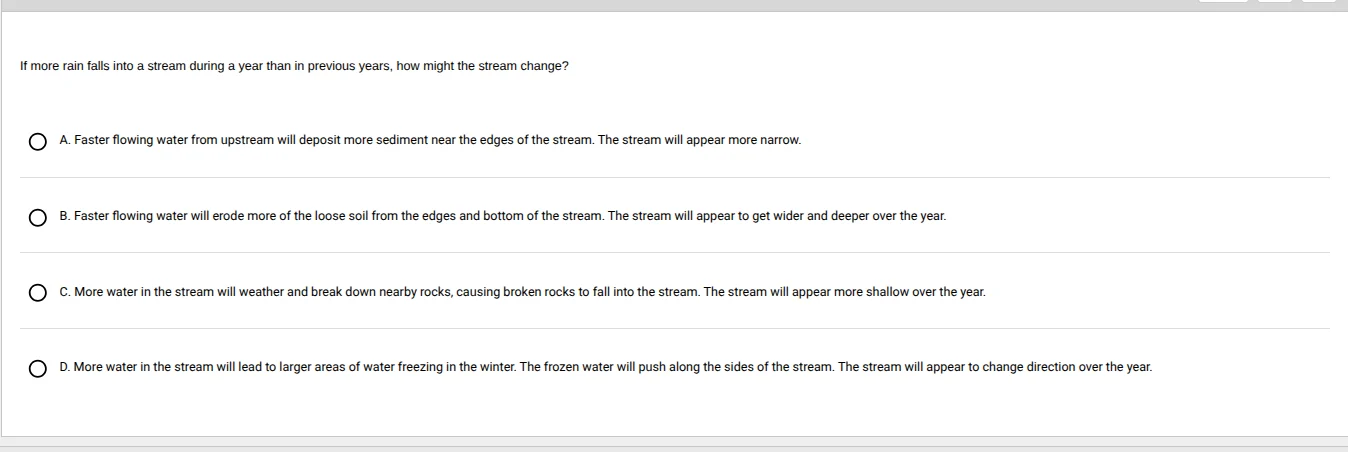 if more rain falls into a stream during a year than in previous years, …
