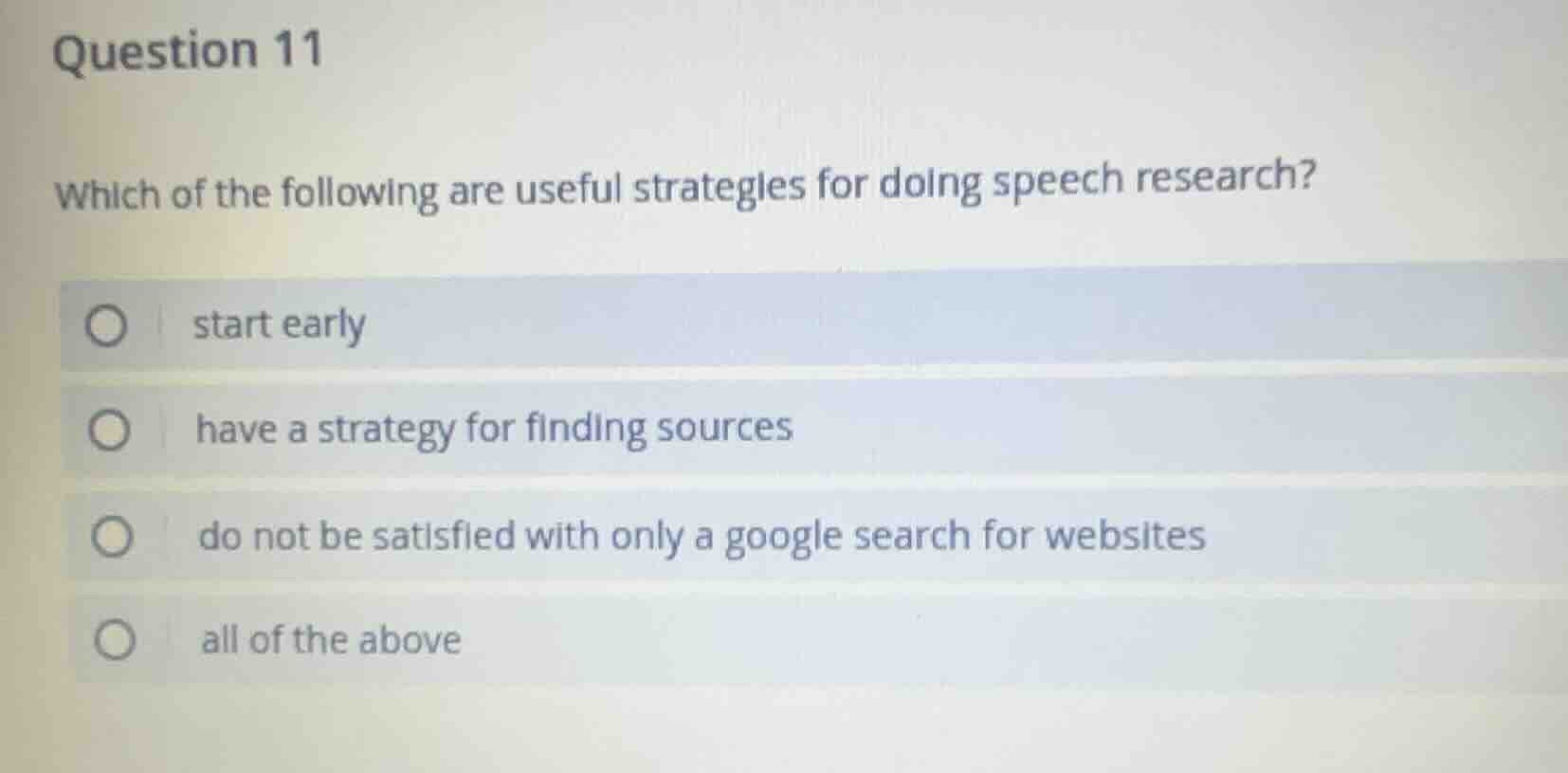question 11 which of the following are useful strategies for doing spee…