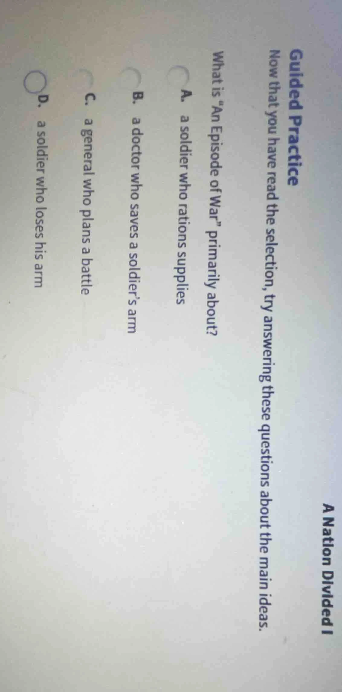 guided practice now that you have read the selection, try answering the…
