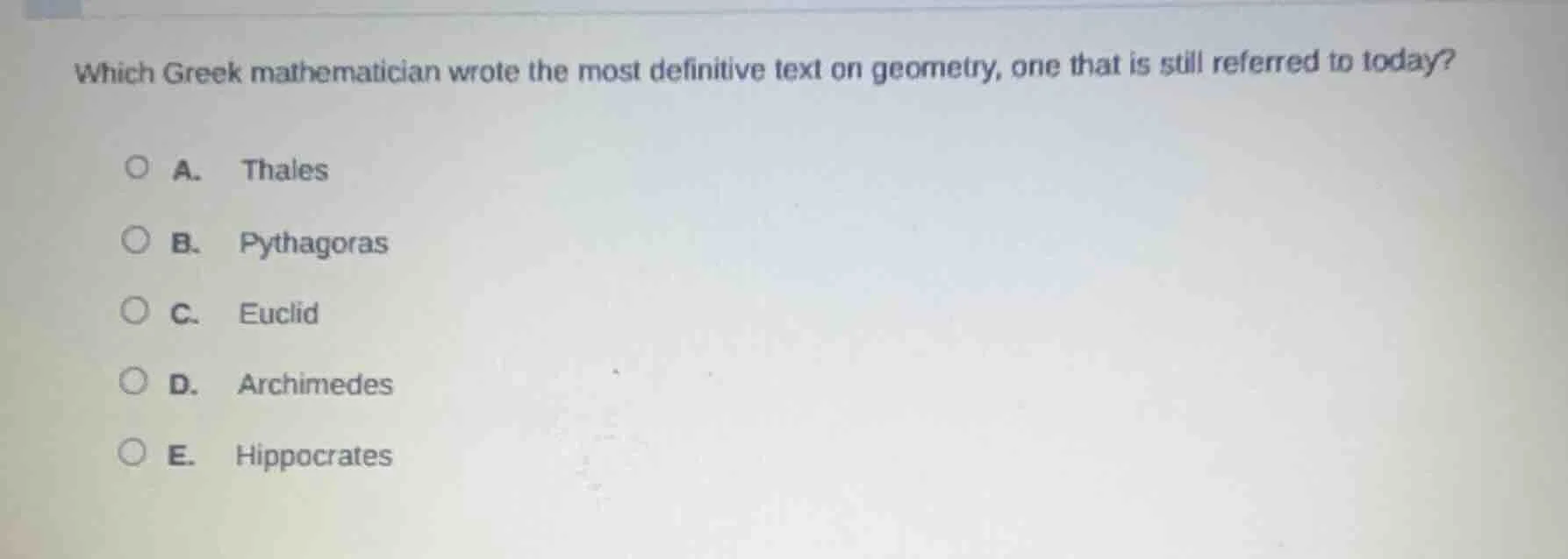 which greek mathematician wrote the most definitive text on geometry, o…