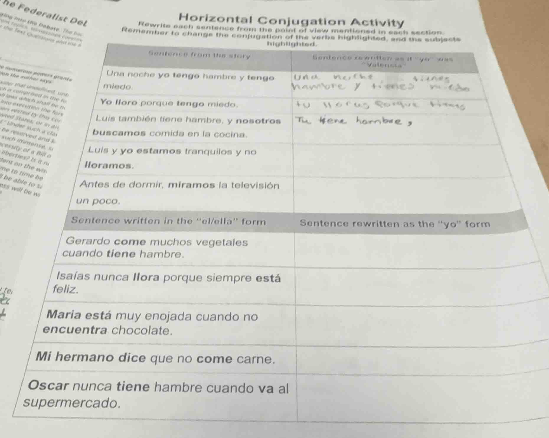 horizontal conjugation activity rewrite each sentence from the point of…