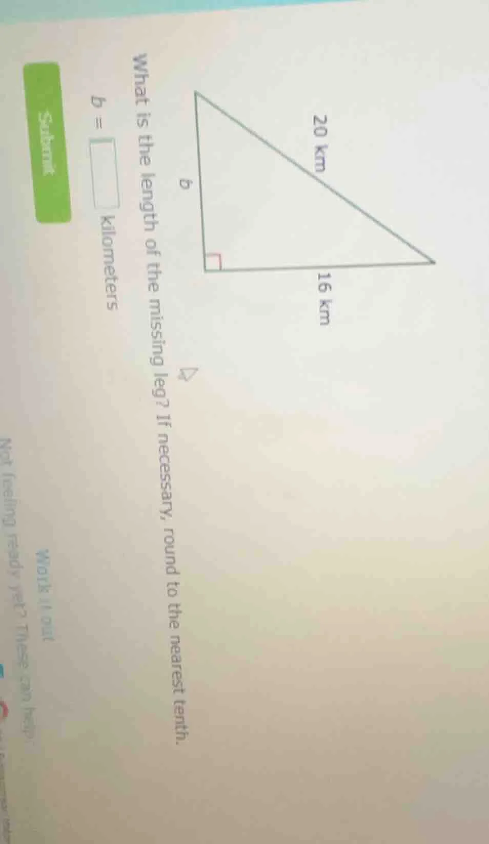 what is the length of the missing leg? if necessary, round to the neare…