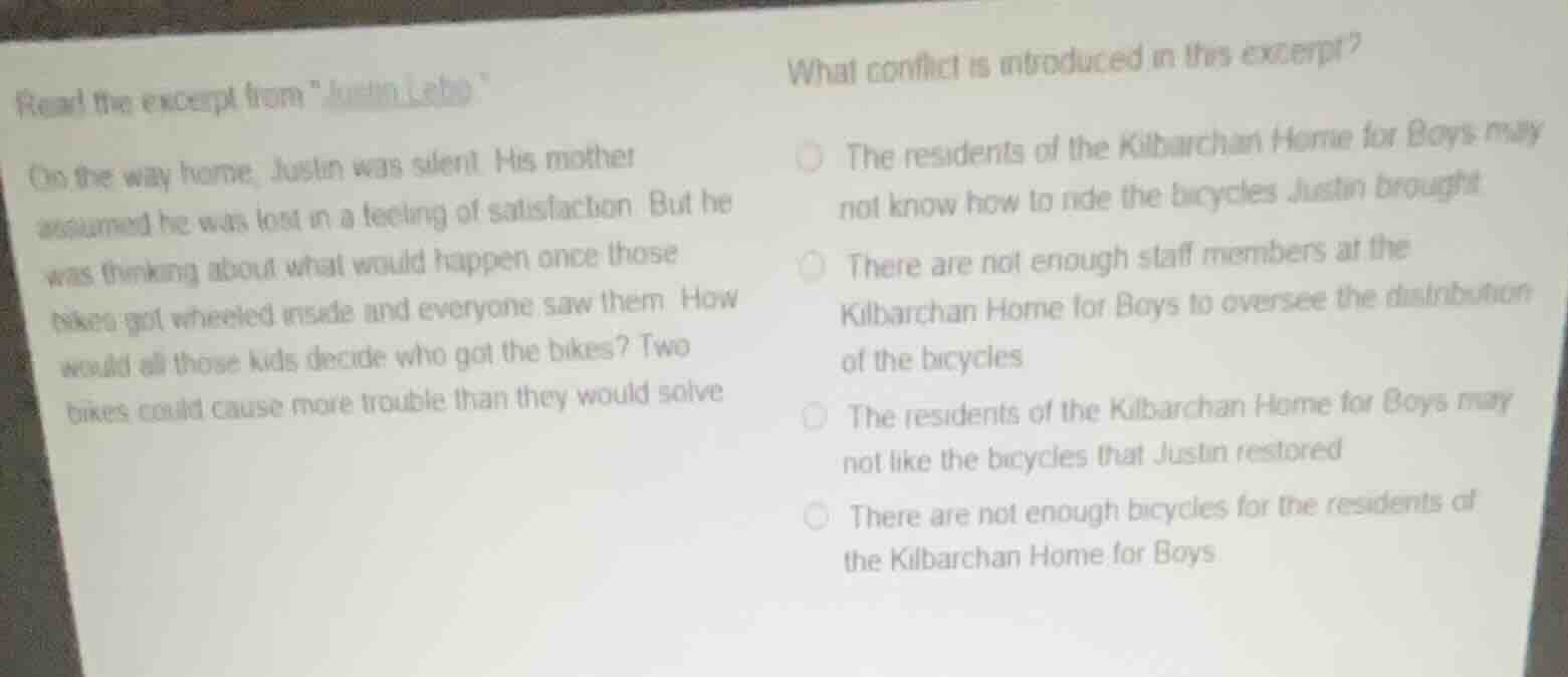 read the excerpt from \justin lebo\ on the way home, justin was silent.…