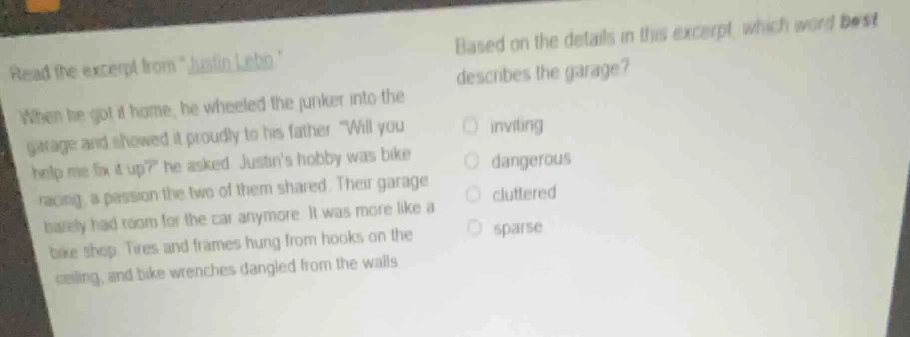 read the excerpt from \justin lebo.\ when he got it home, he wheeled th…