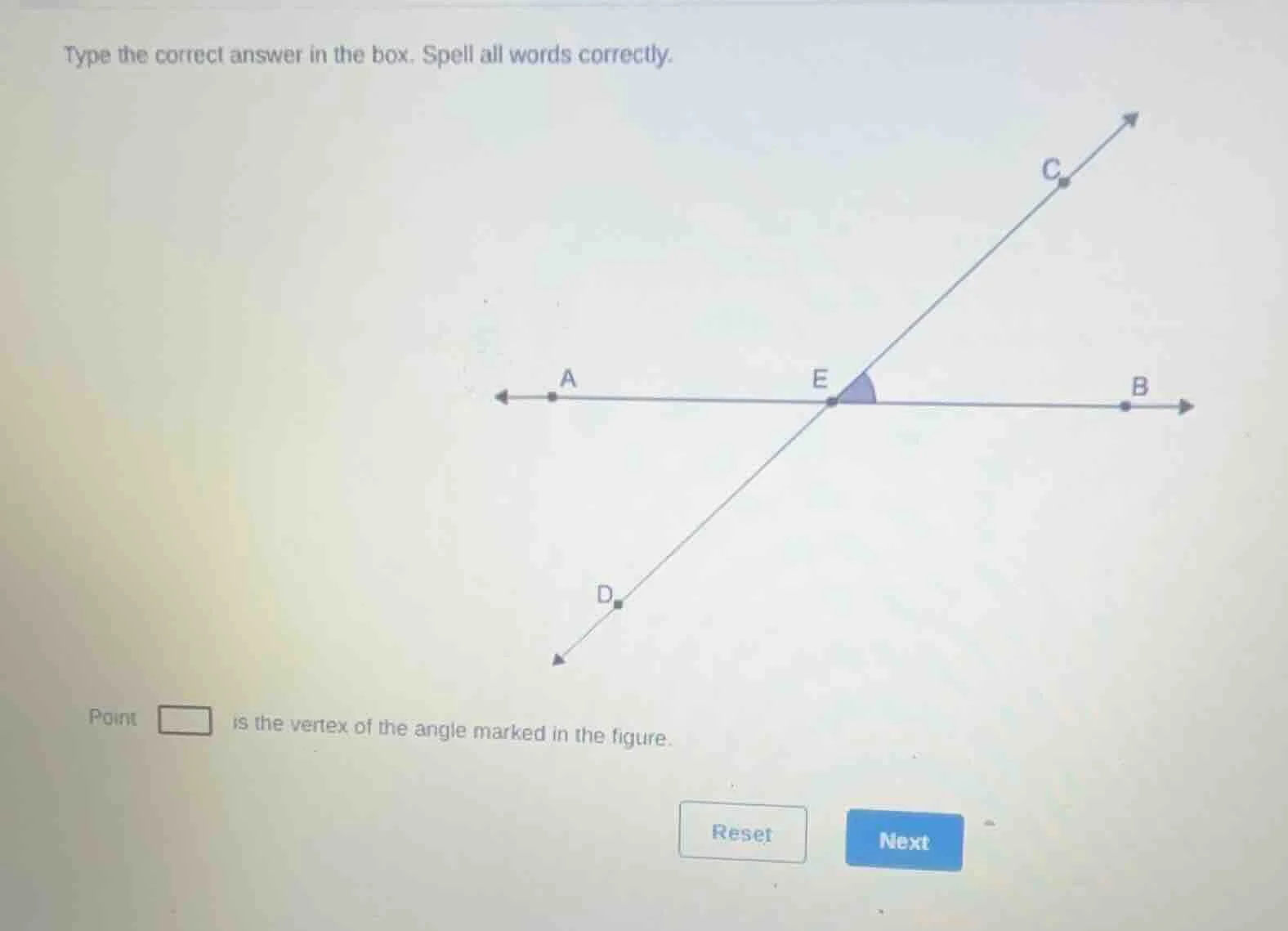 type the correct answer in the box. spell all words correctly. point is…