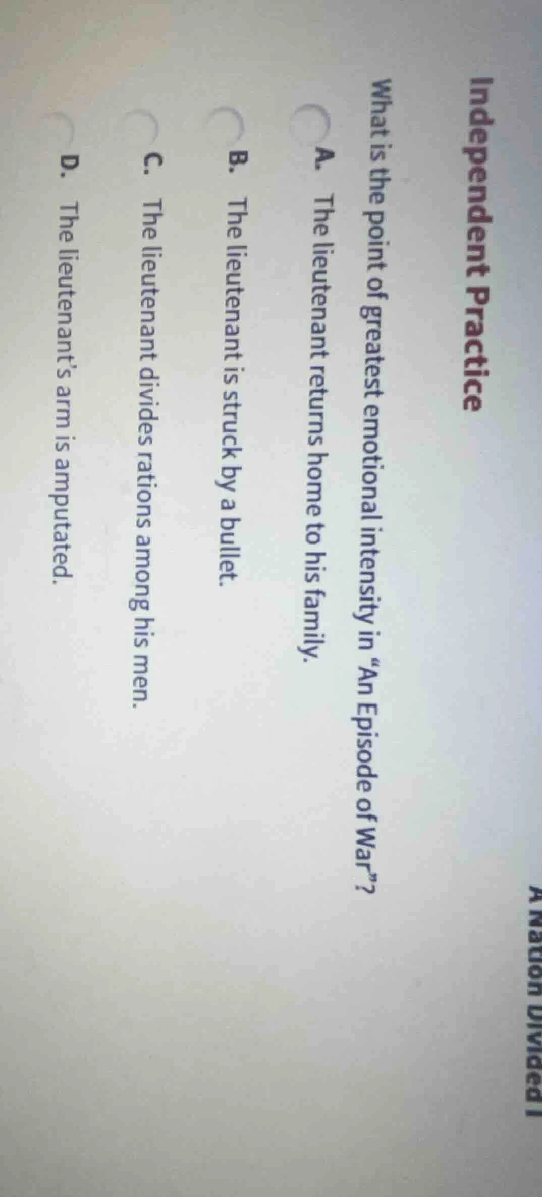 independent practice what is the point of greatest emotional intensity …