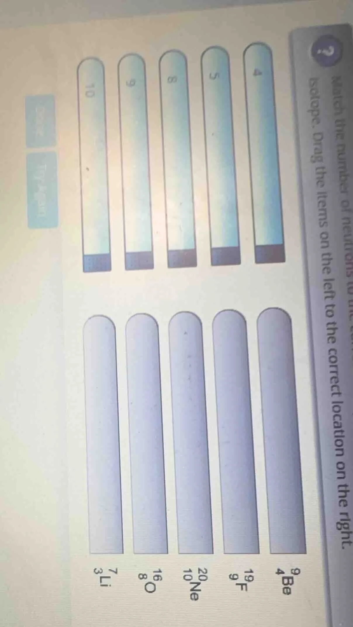 match the number of neutrons to the isotope. drag the items on the left…