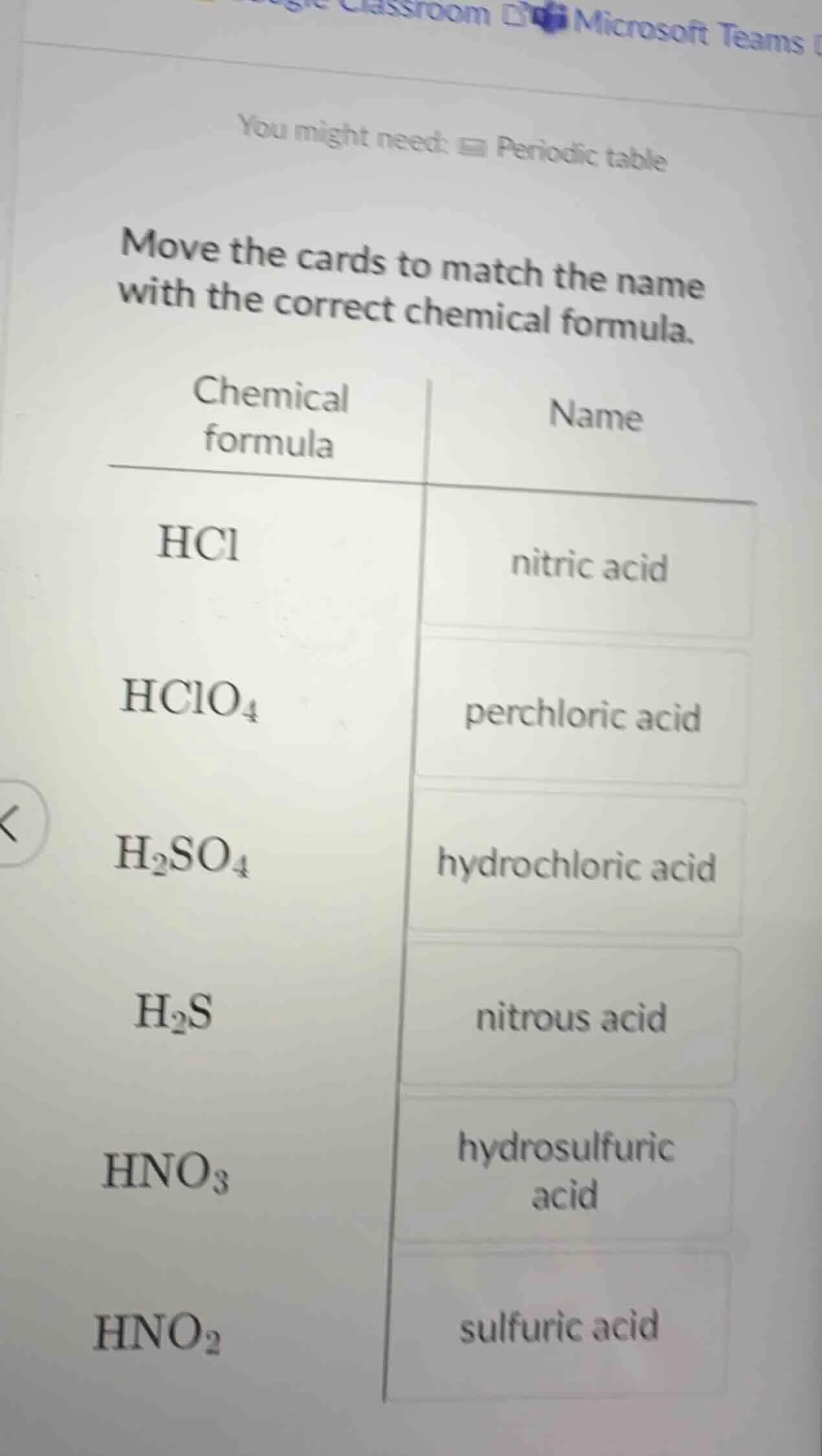 you might need: periodic table move the cards to match the name with th…