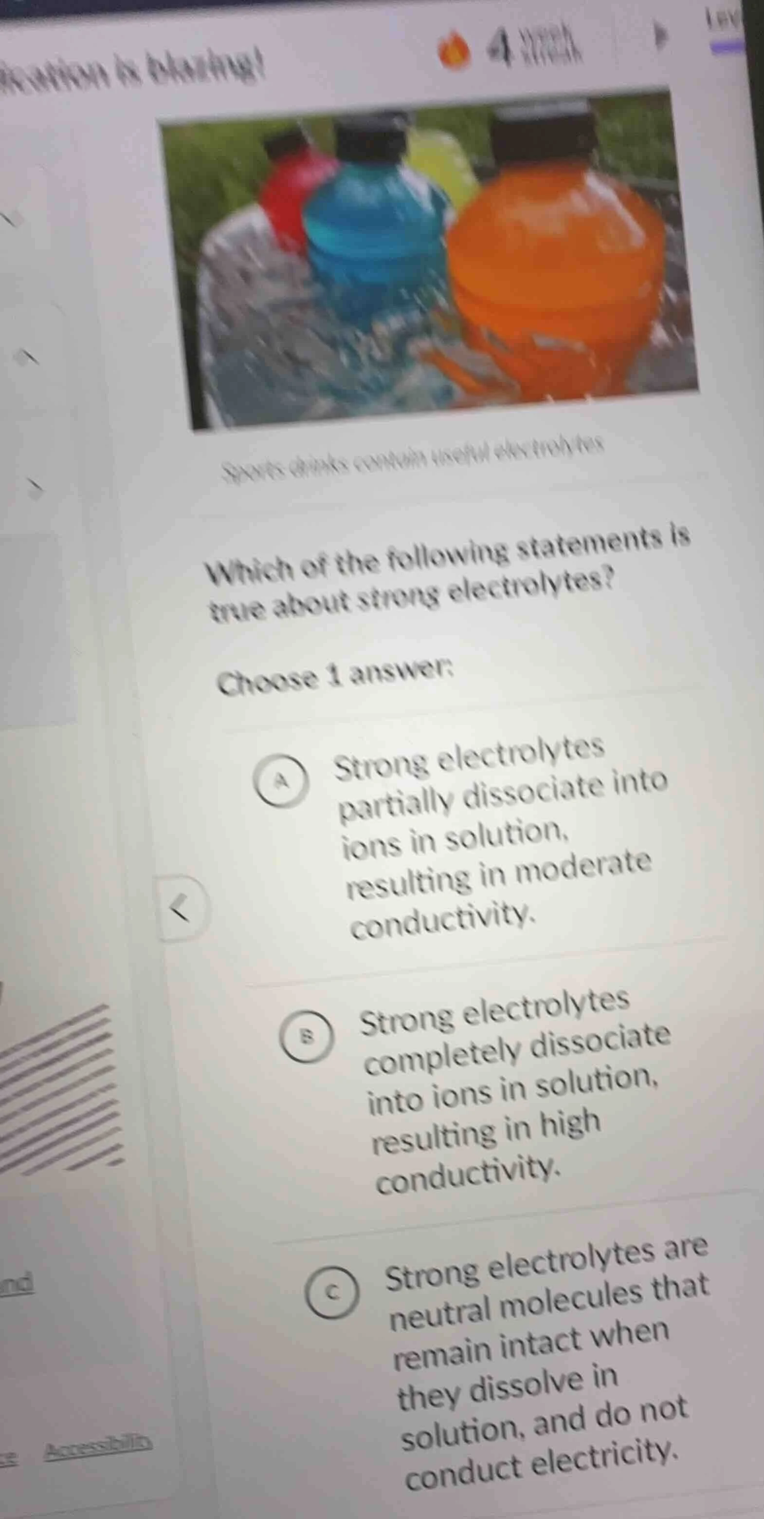 sports drinks contain useful electrolytes which of the following statem…