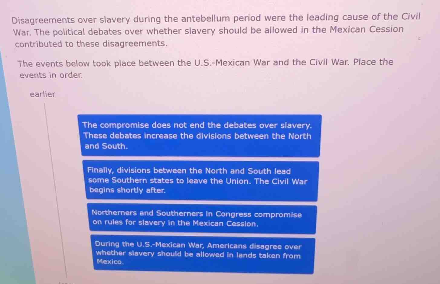 disagreements over slavery during the antebellum period were the leadin…
