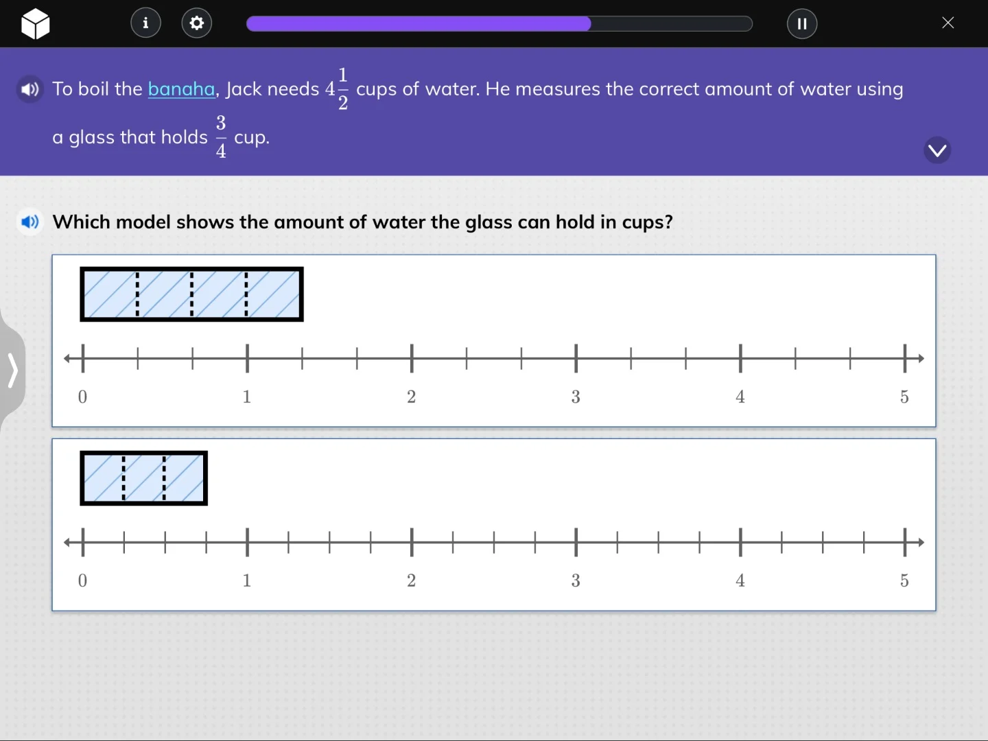 to boil the banana, jack needs 4\\frac{1}{2} cups of water. he measures…