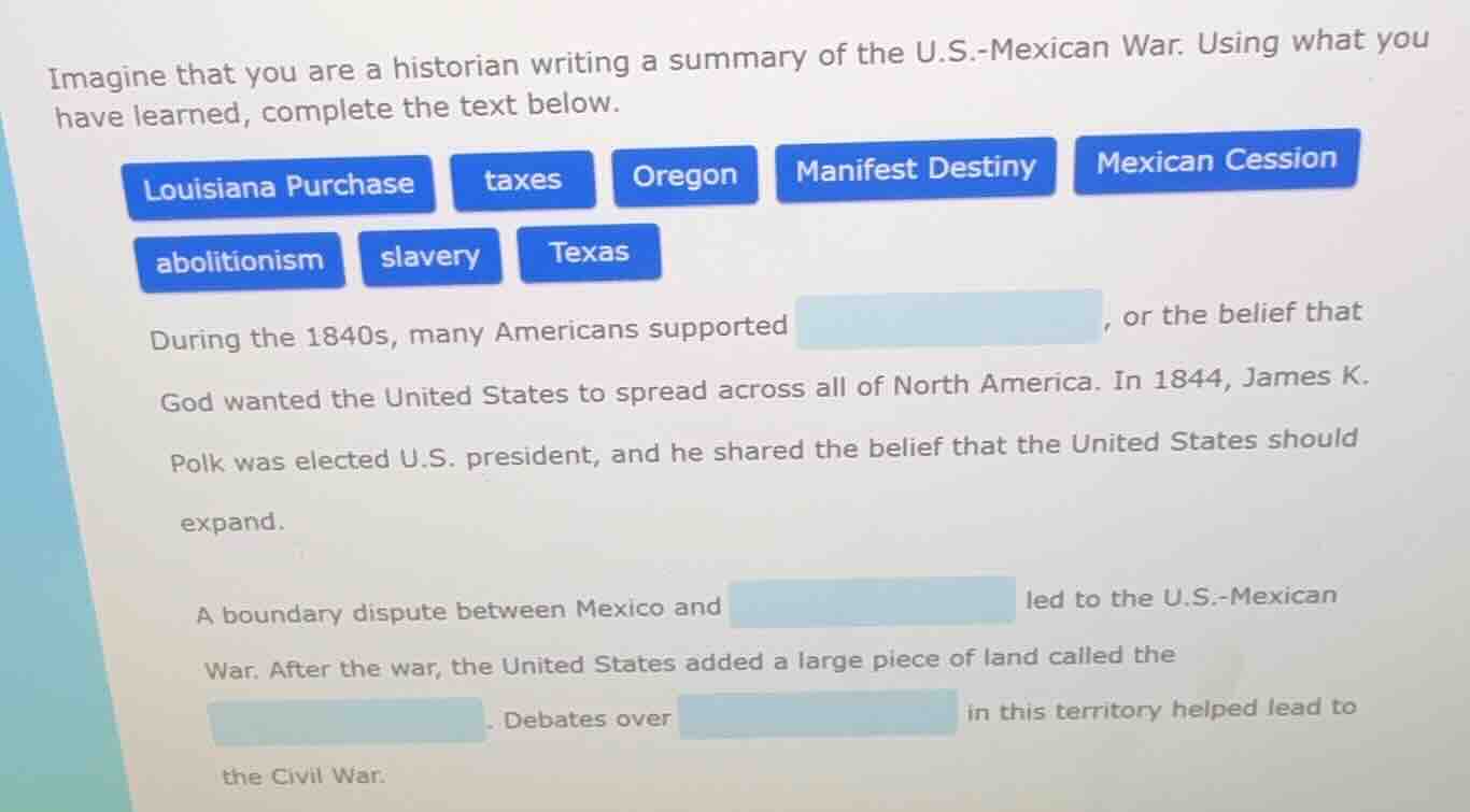 imagine that you are a historian writing a summary of the u.s.-mexican …