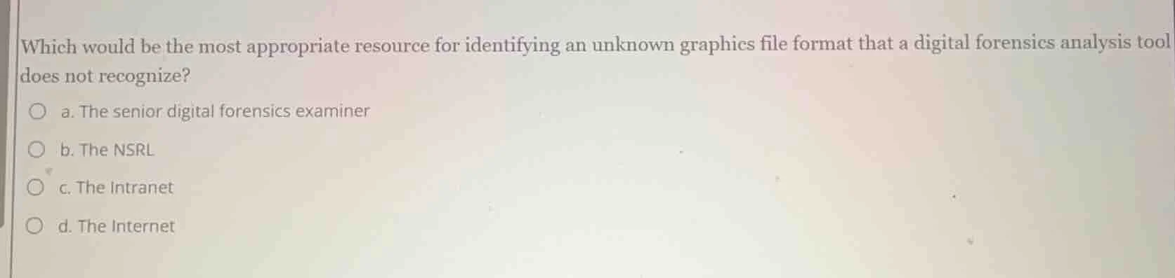 which would be the most appropriate resource for identifying an unknown…