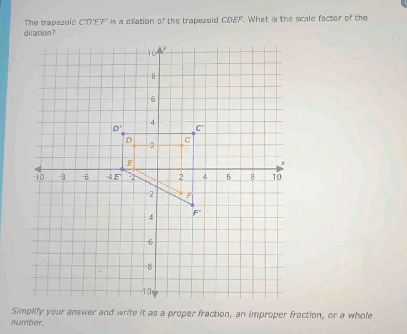 the trapezoid cdef is a dilation of the trapezoid cdef. what is the sca…