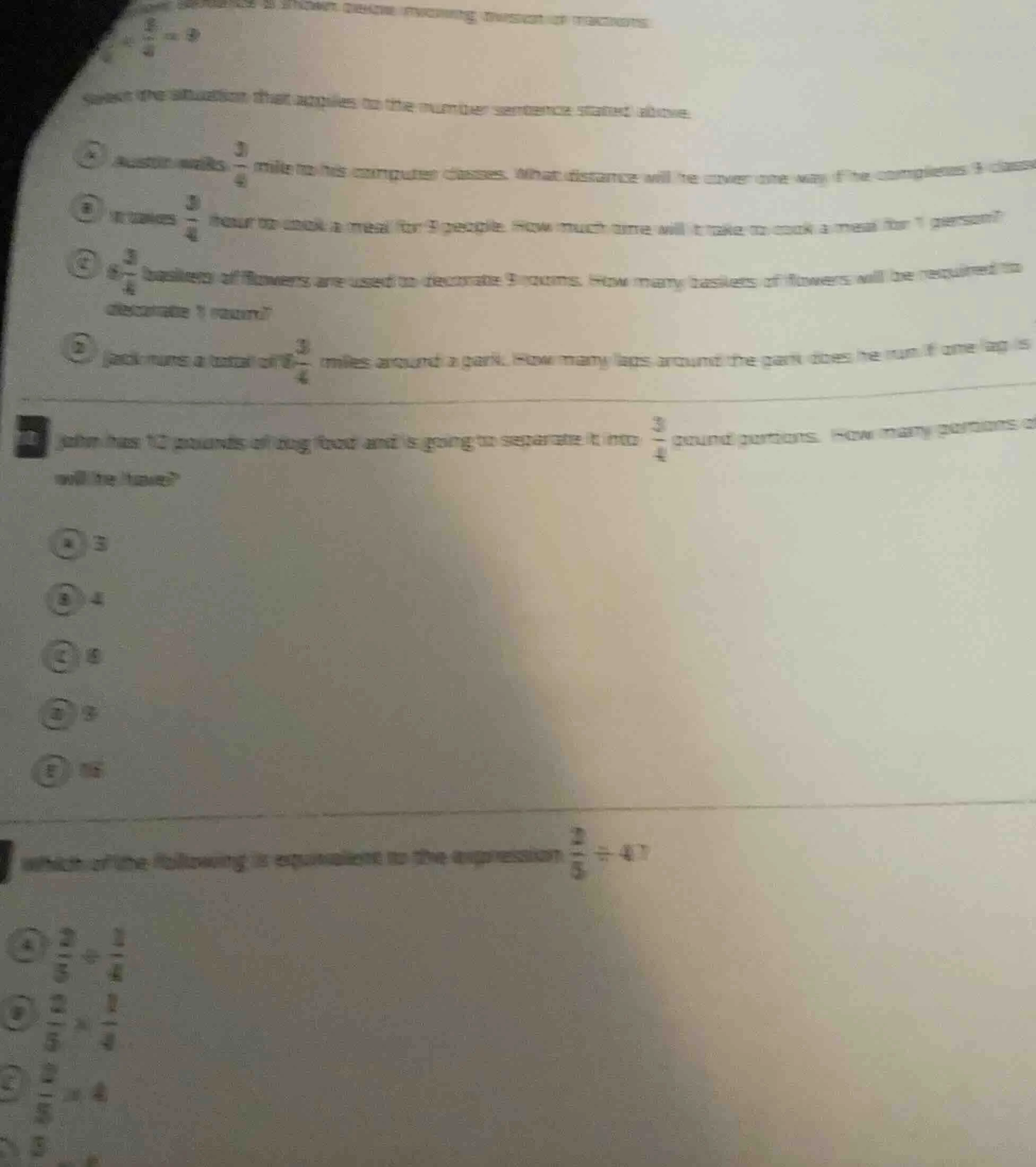 select the situation that applies to the number sentence stated above. …