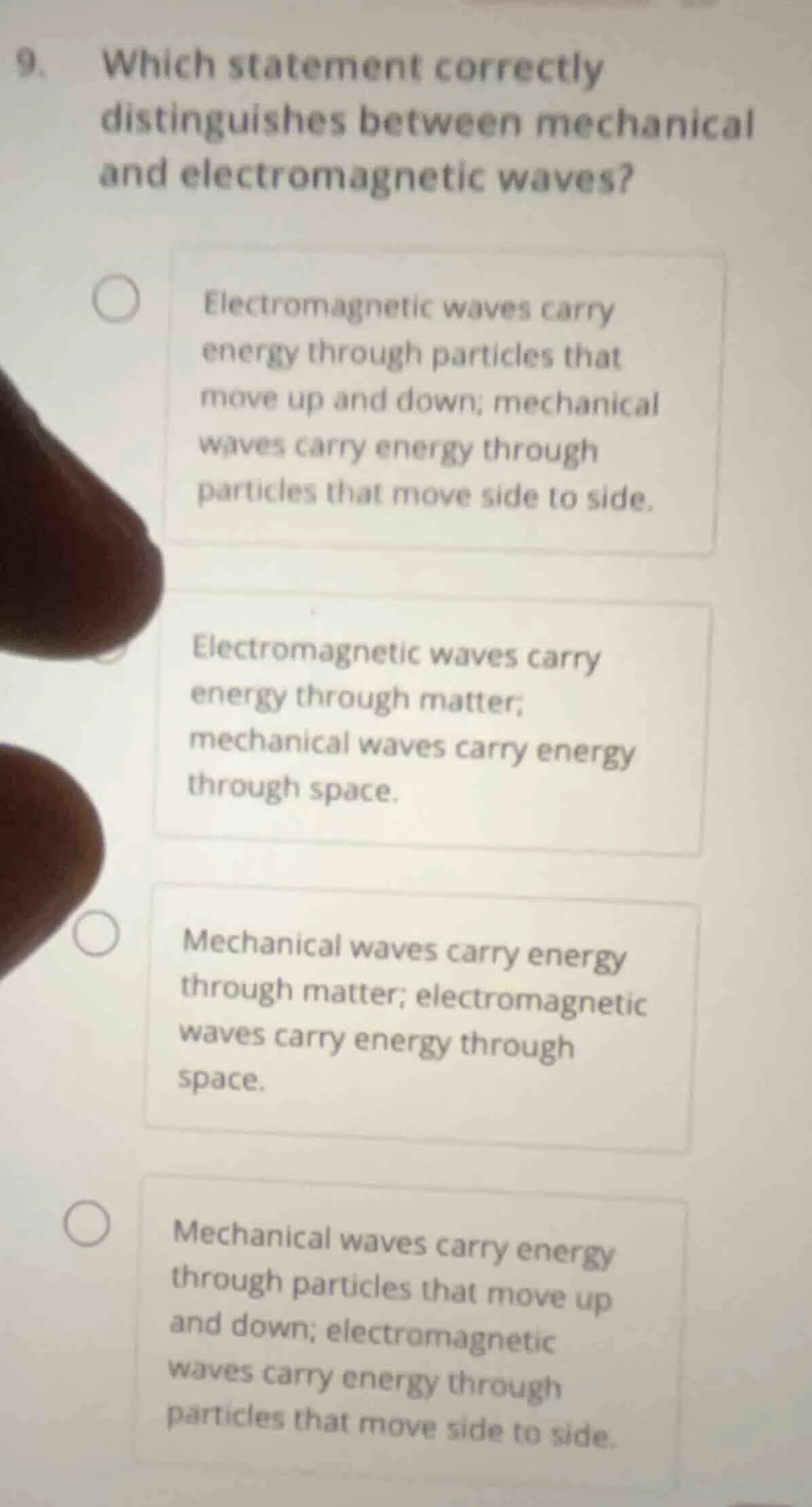 9. which statement correctly distinguishes between mechanical and elect…