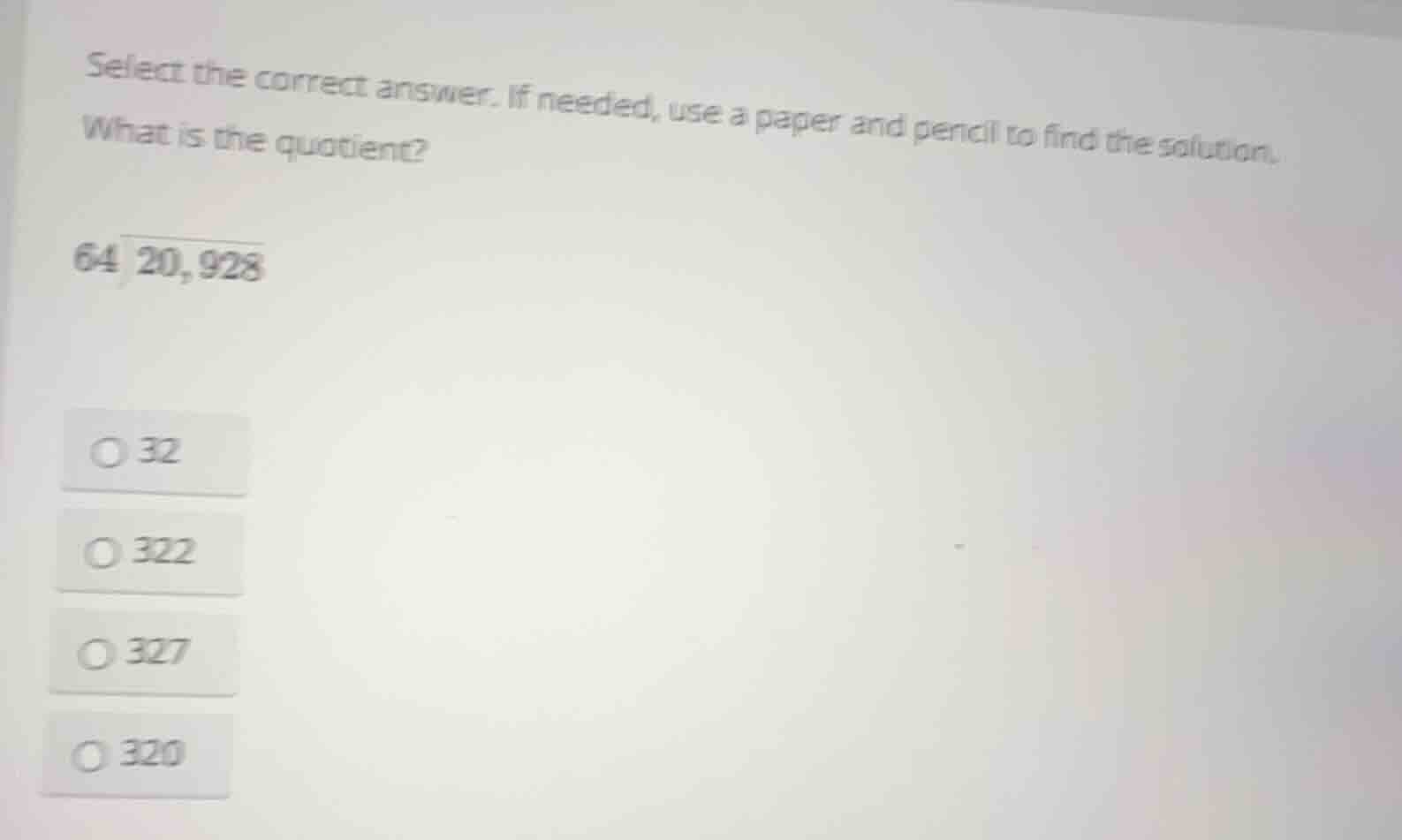 select the correct answer. if needed, use a paper and pencil to find th…