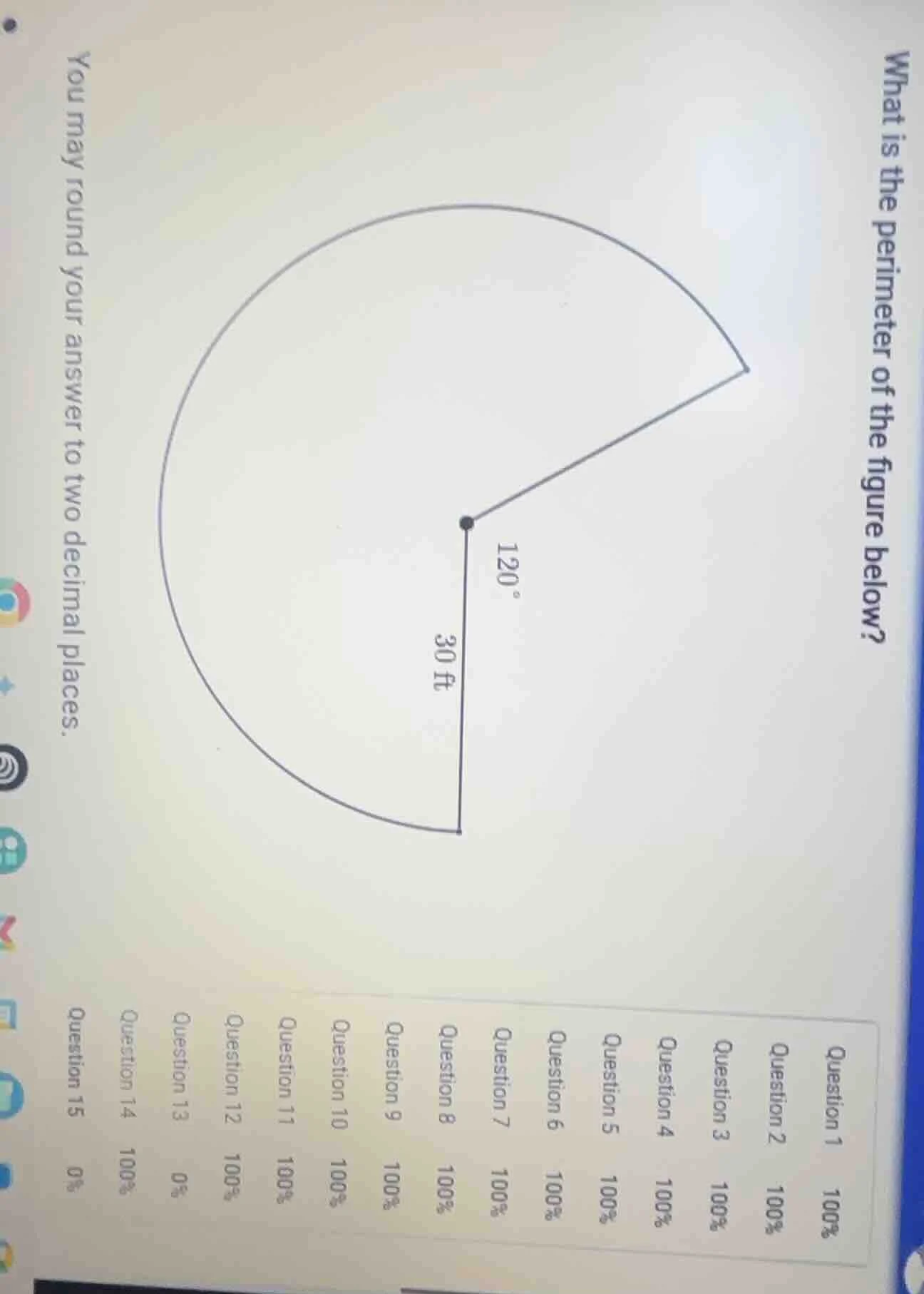 what is the perimeter of the figure below? you may round your answer to…