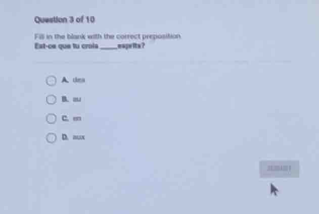 question 3 of 10 fill in the blank with the correct preposition. est - …