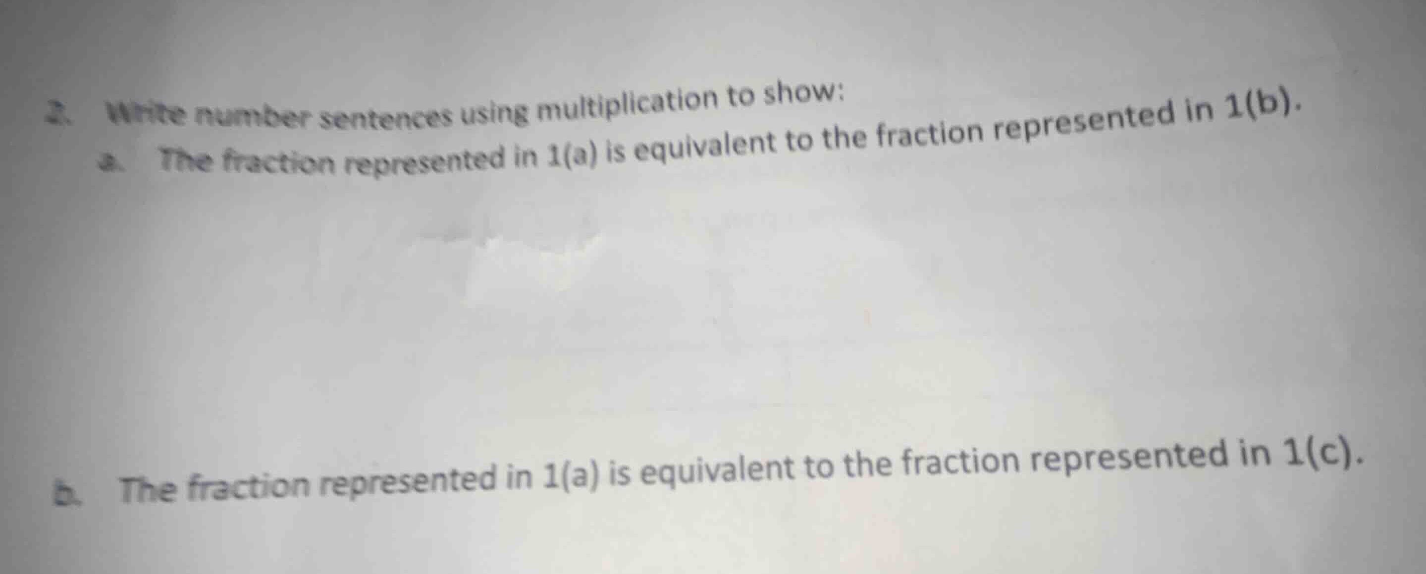 2. write number sentences using multiplication to show: a. the fraction…