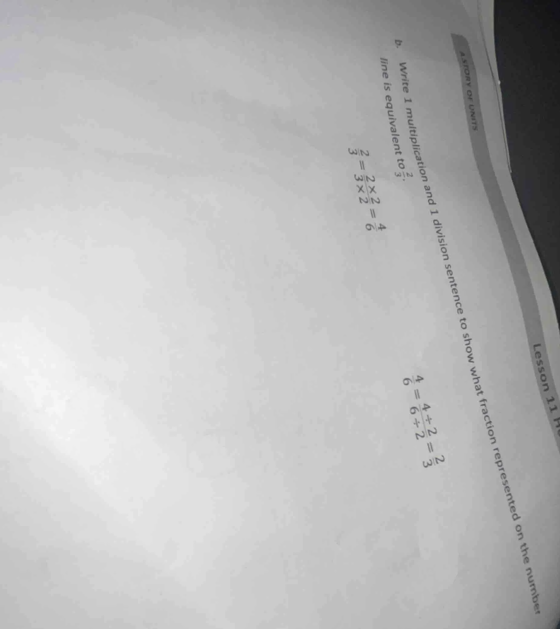 b. write 1 multiplication and 1 division sentence to show what fraction…