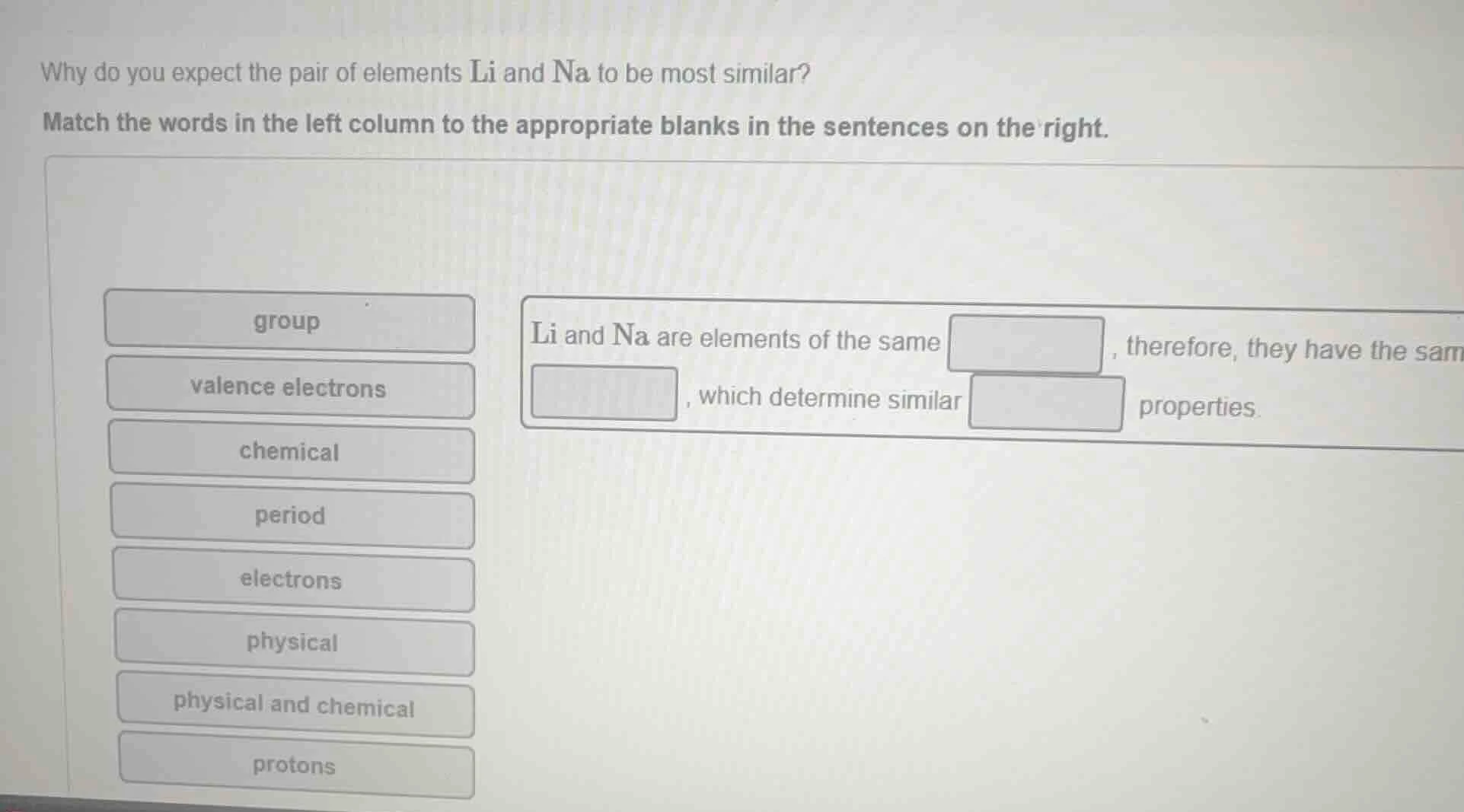 why do you expect the pair of elements li and na to be most similar? ma…