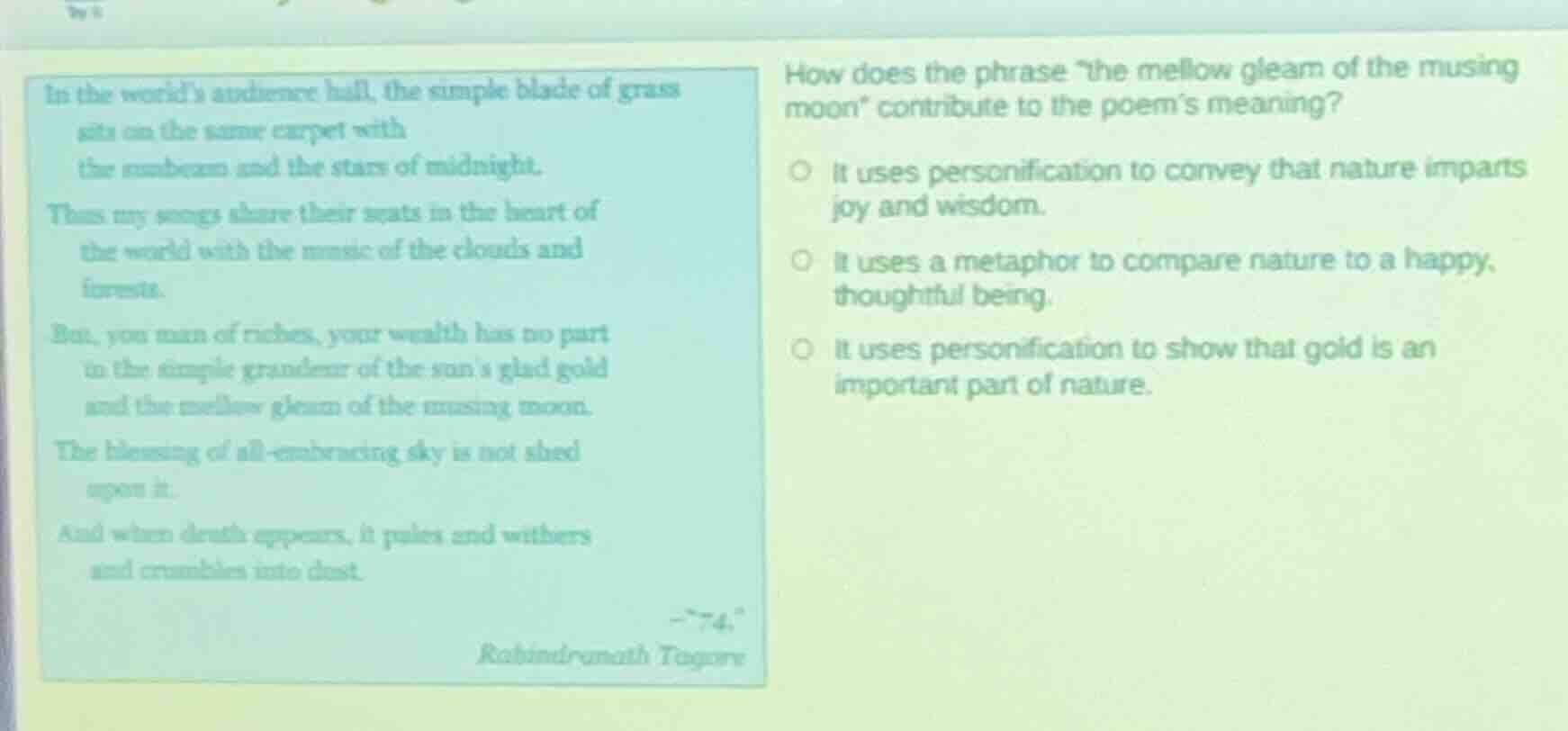 in the worlds audience hall, the simple blade of grass sits on the same…