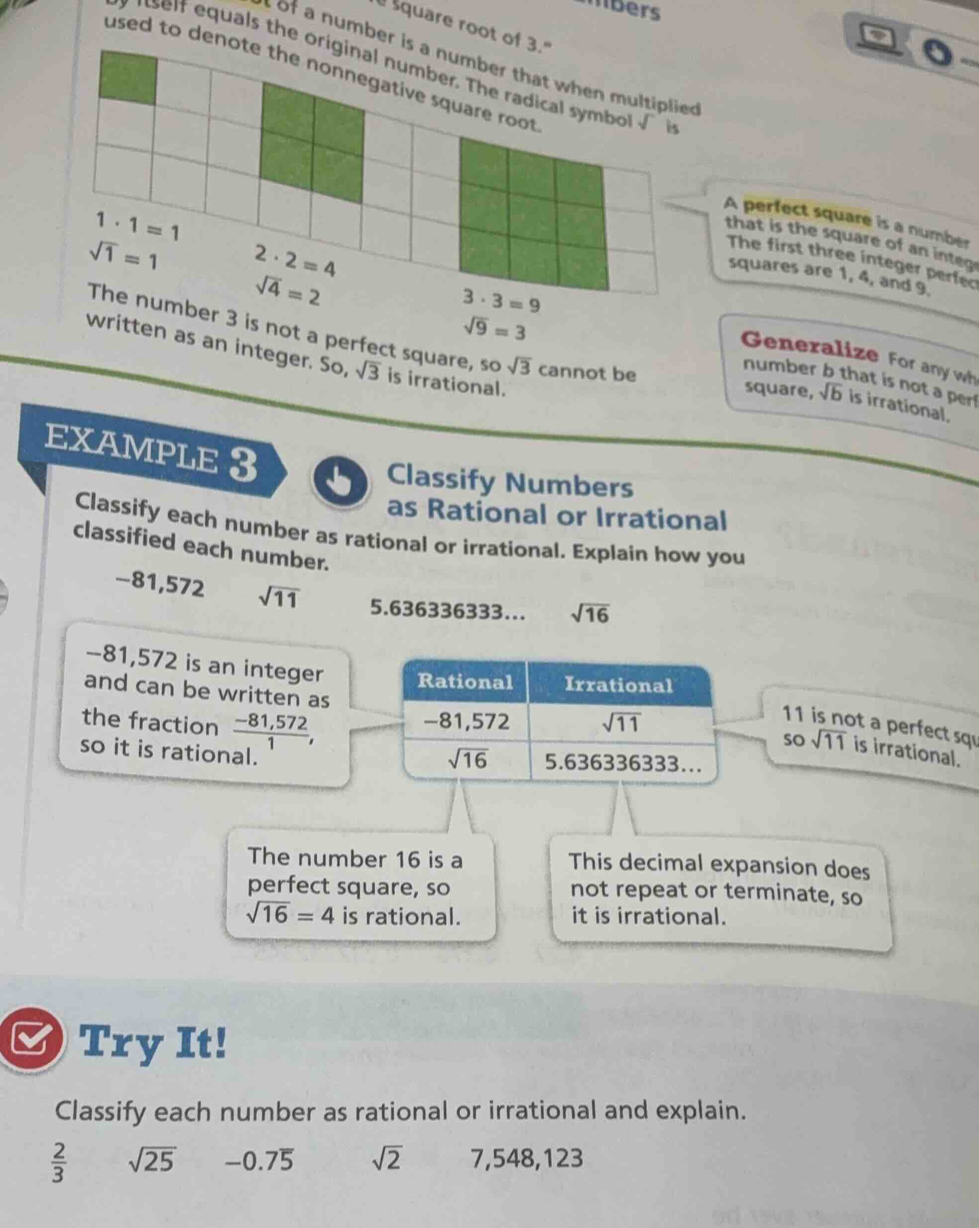 try it! classify each number as rational or irrational and explain. \\(…