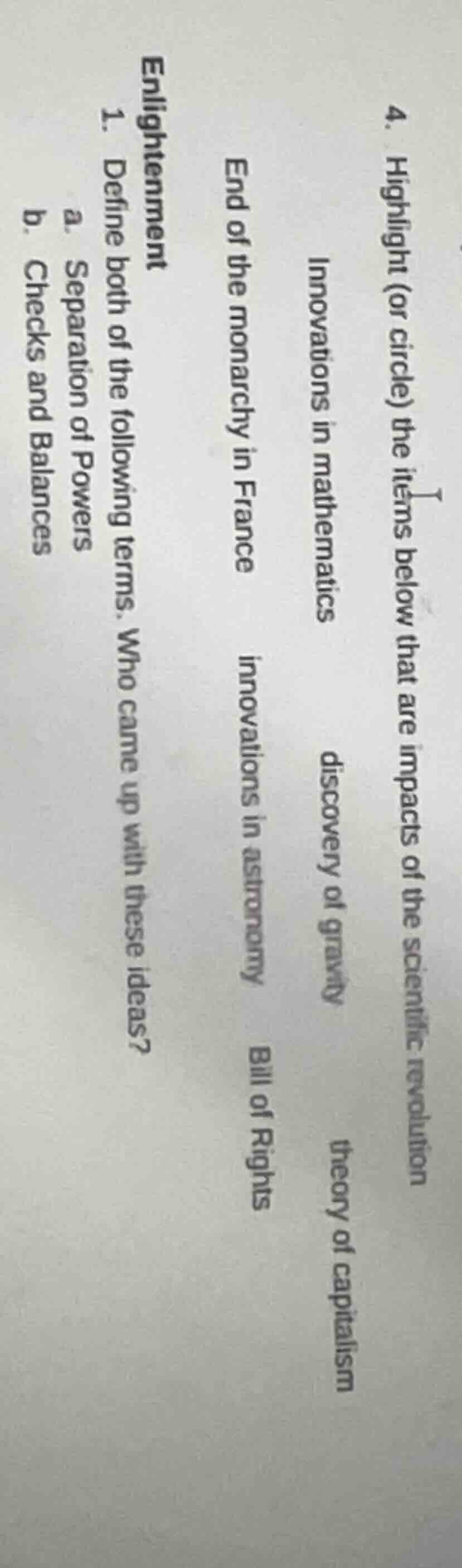 4. highlight (or circle) the items below that are impacts of the scient…