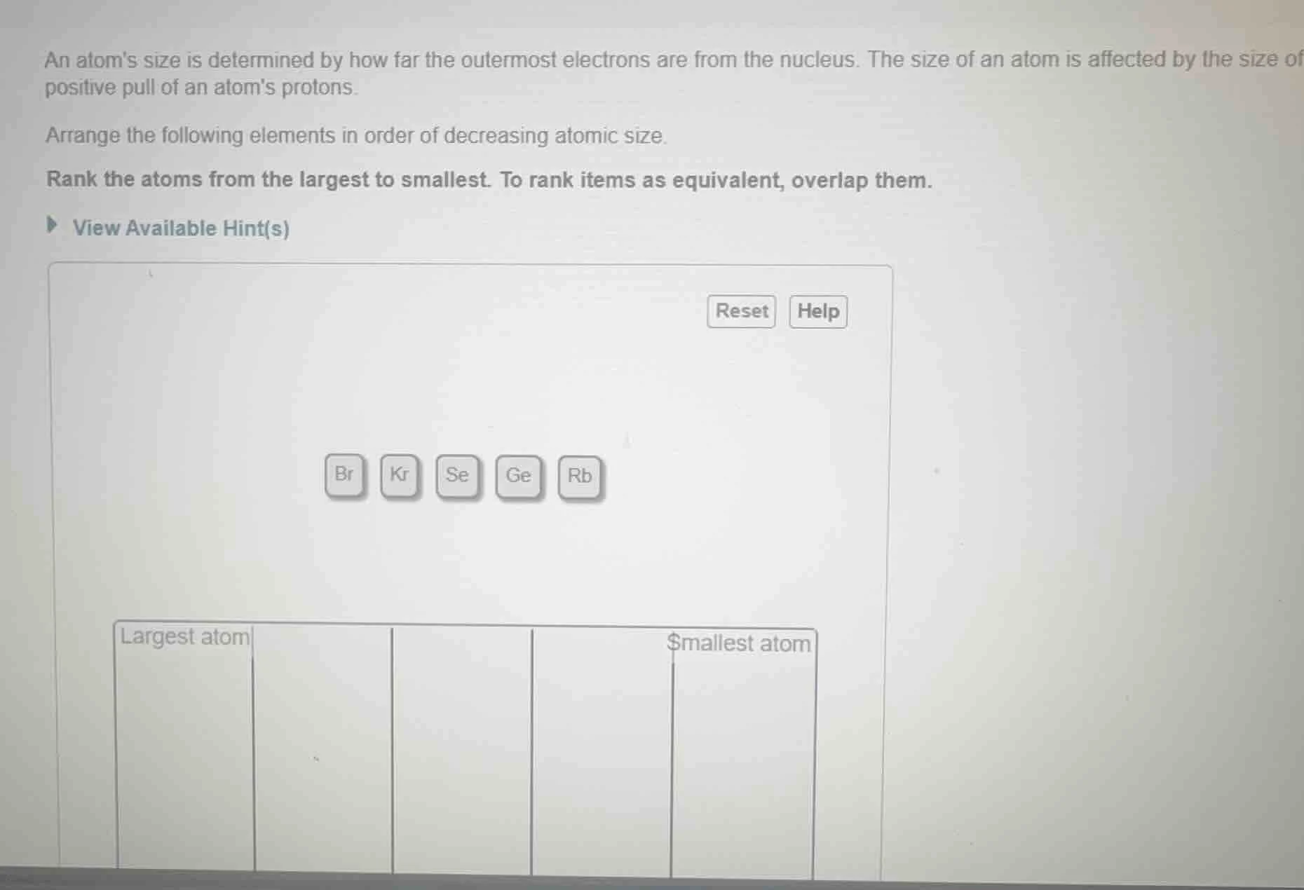 an atoms size is determined by how far the outermost electrons are from…