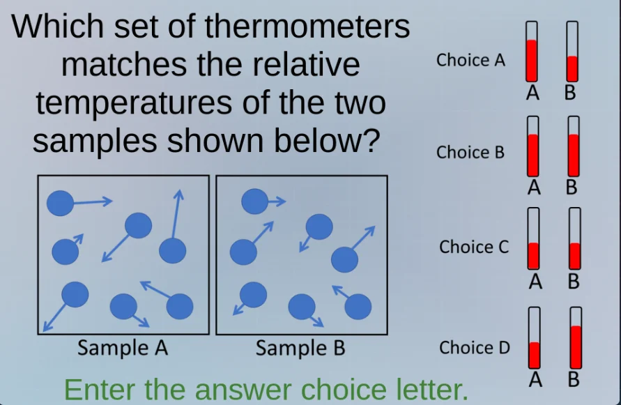 which set of thermometers matches the relative temperatures of the two …