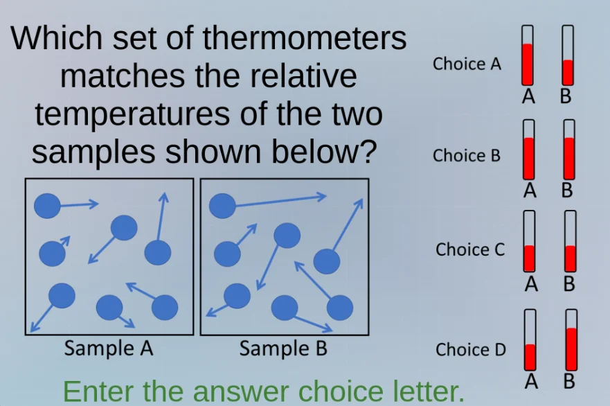 which set of thermometers matches the relative temperatures of the two …