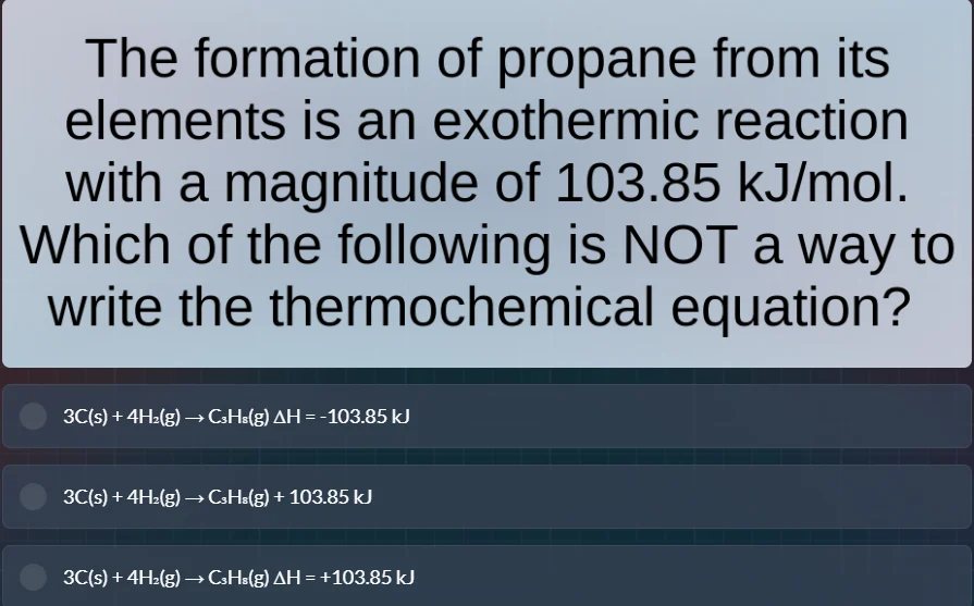 the formation of propane from its elements is an exothermic reaction wi…
