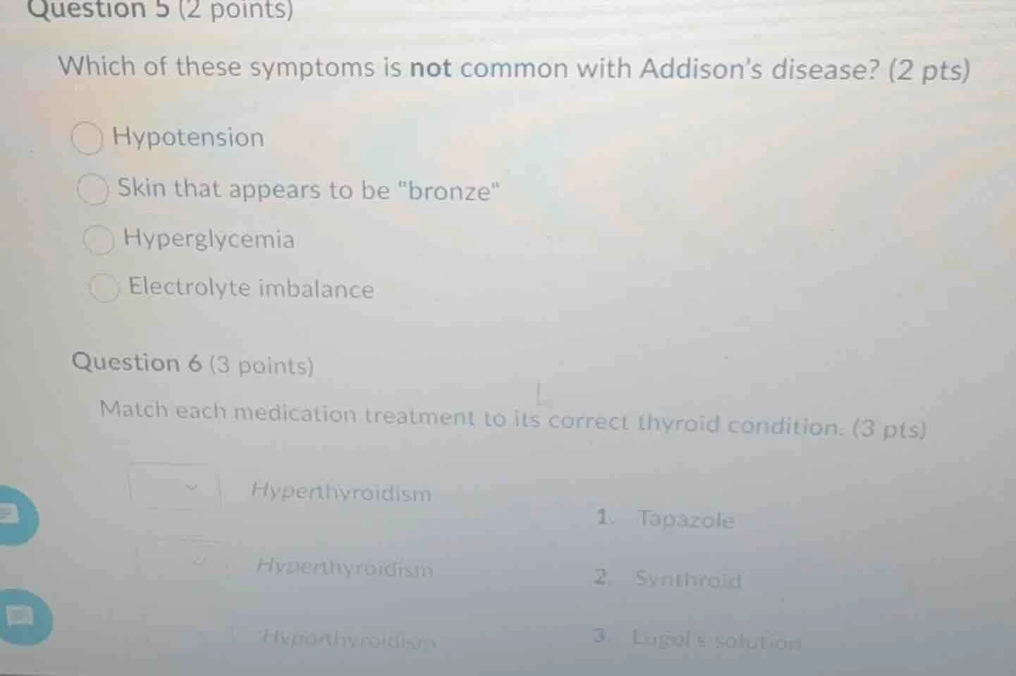 question 5 (2 points) which of these symptoms is not common with addiso…