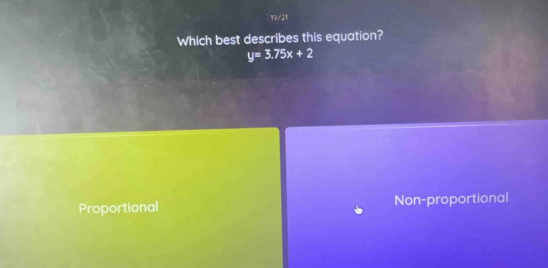 which best describes this equation? y= 3.75x + 2